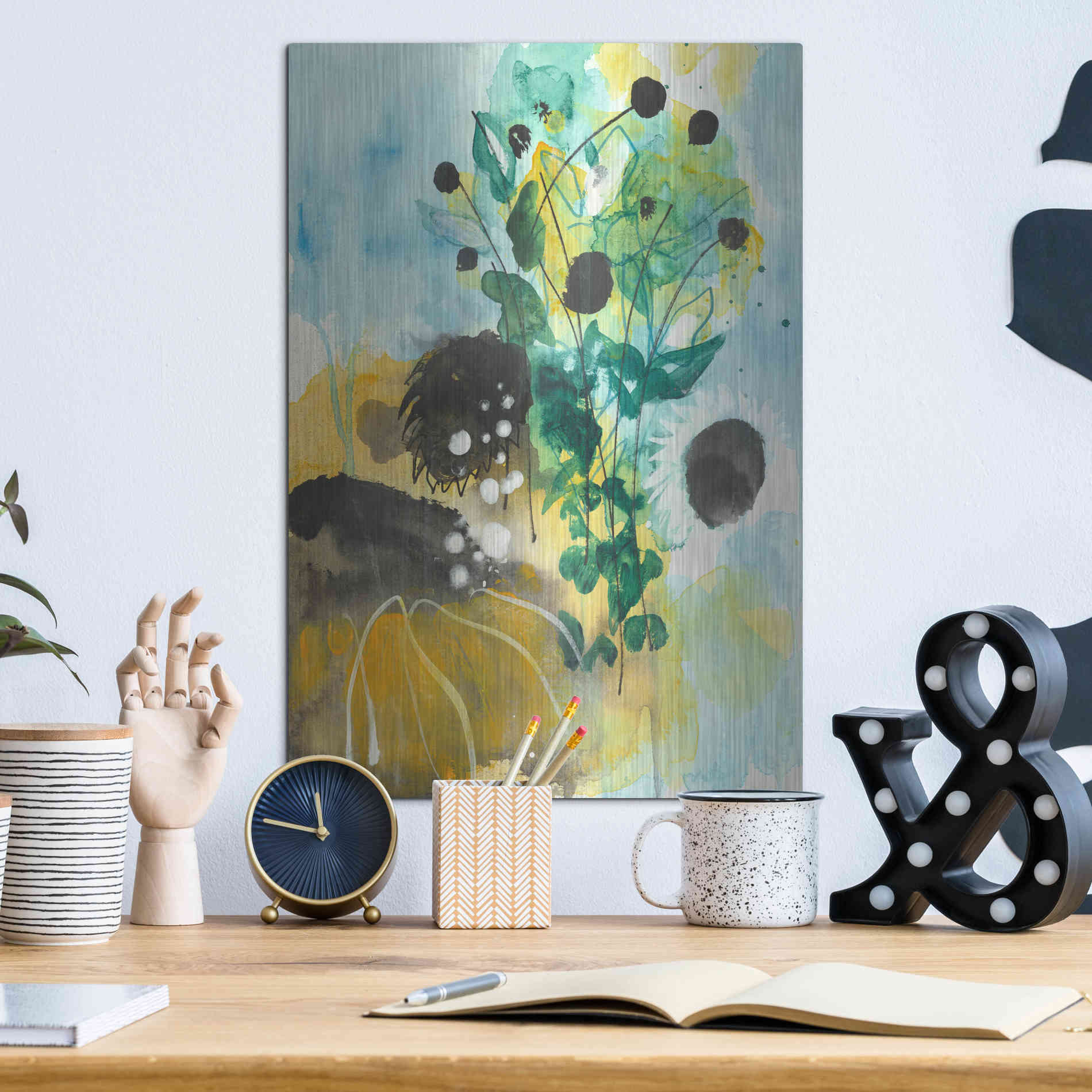 Luxe Metal Art 'Sunflower Kisses II by Corina Capri Metal Wall Art,12x16