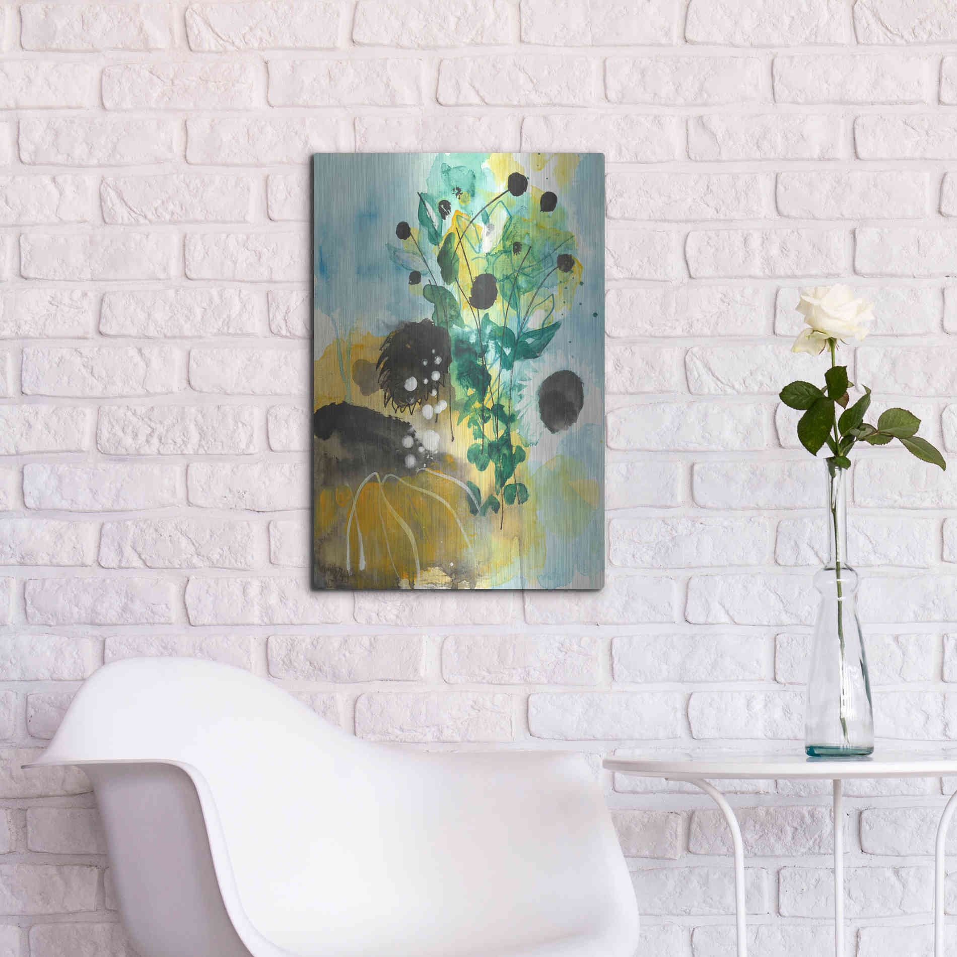 Luxe Metal Art 'Sunflower Kisses II by Corina Capri Metal Wall Art,16x24