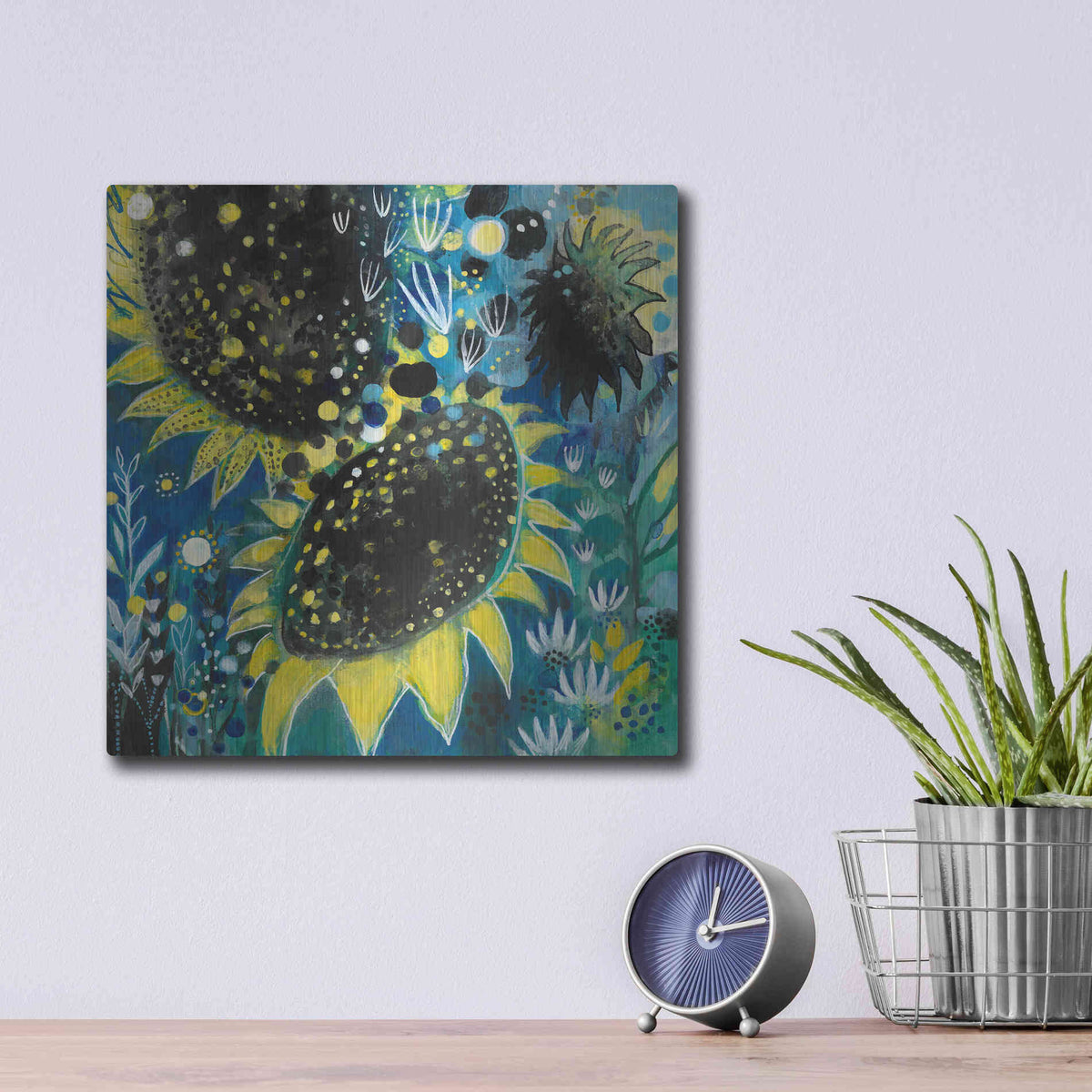 Luxe Metal Art 'Sunflower Kisses by Corina Capri Metal Wall Art,12x12