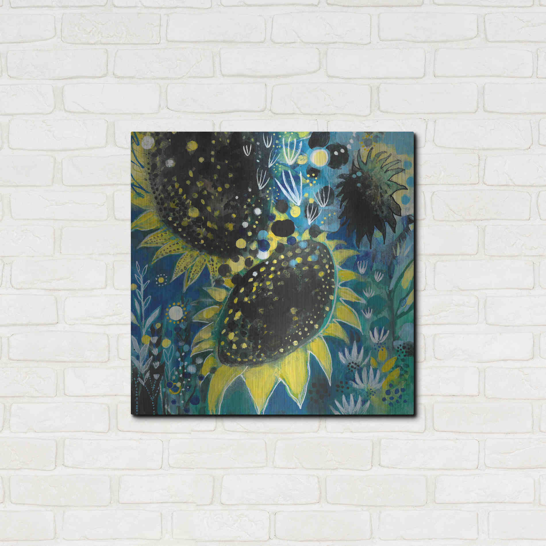 Luxe Metal Art 'Sunflower Kisses by Corina Capri Metal Wall Art,24x24