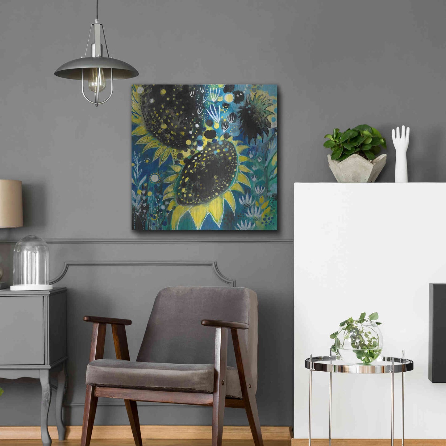 Luxe Metal Art 'Sunflower Kisses by Corina Capri Metal Wall Art,24x24