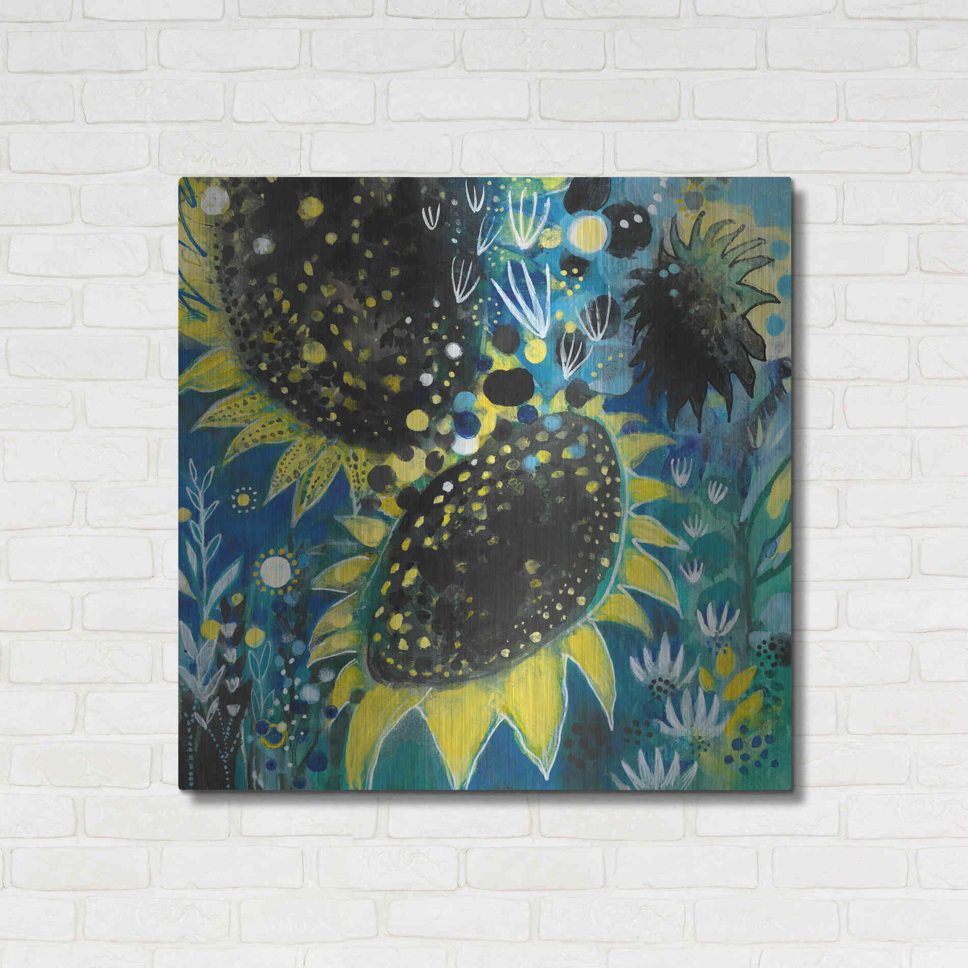 Luxe Metal Art 'Sunflower Kisses by Corina Capri Metal Wall Art,36x36