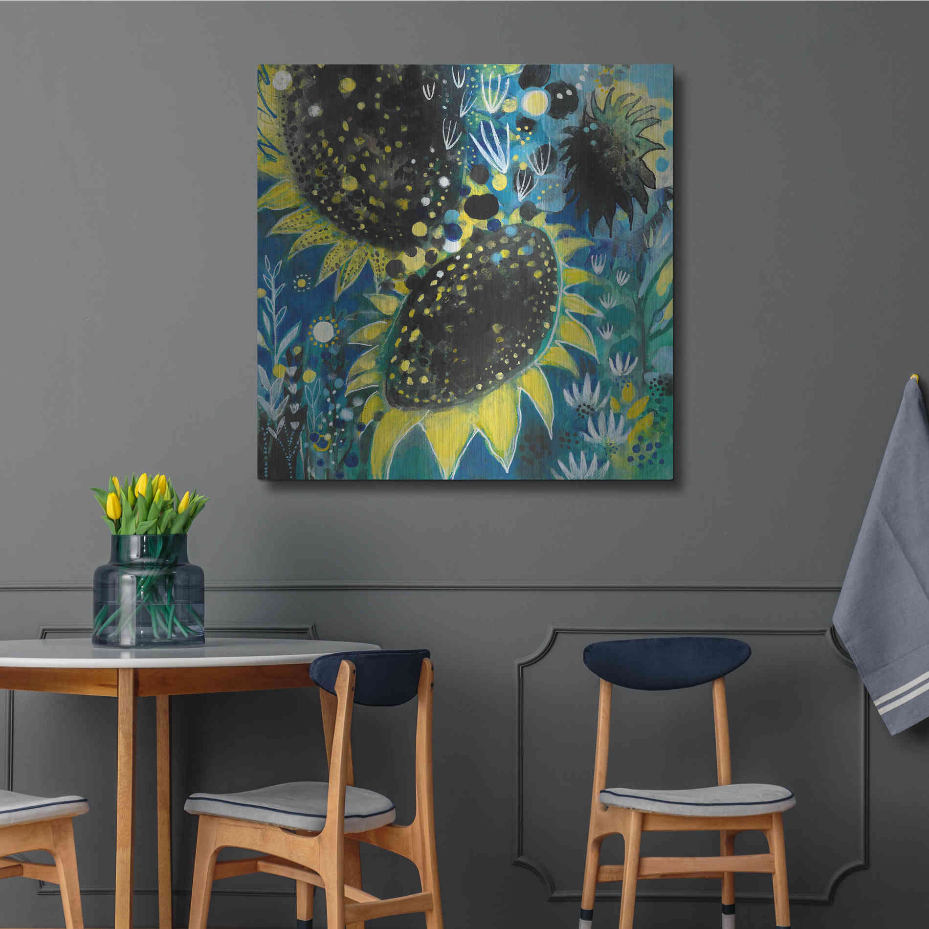 Luxe Metal Art 'Sunflower Kisses by Corina Capri Metal Wall Art,36x36