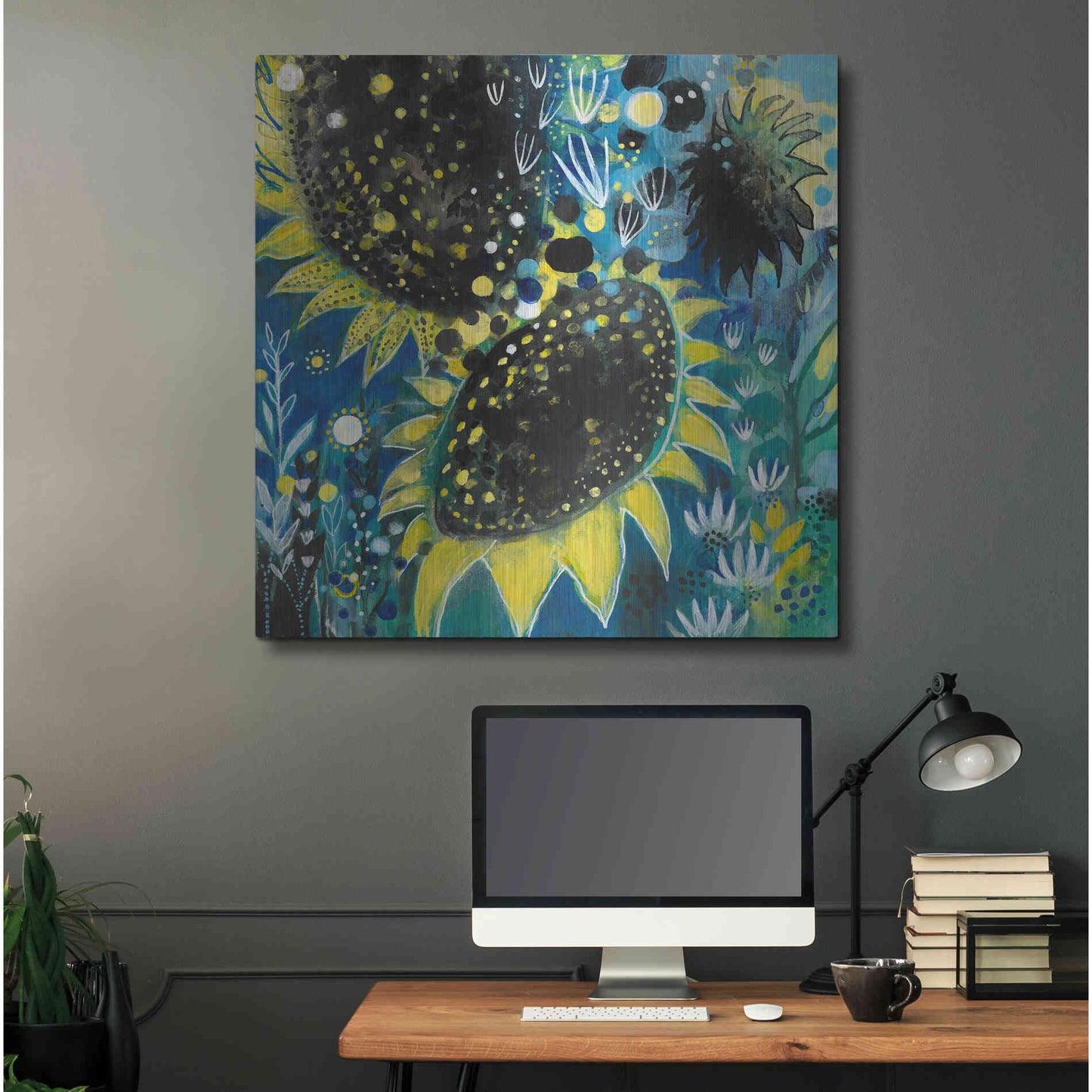 Luxe Metal Art 'Sunflower Kisses by Corina Capri Metal Wall Art,36x36