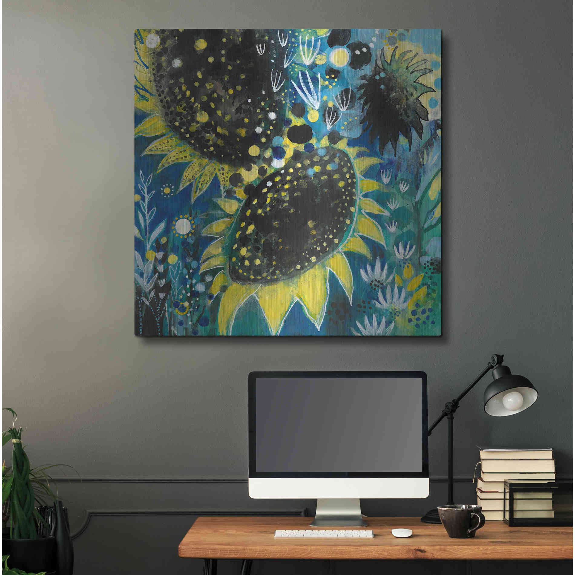 Luxe Metal Art 'Sunflower Kisses by Corina Capri Metal Wall Art,36x36