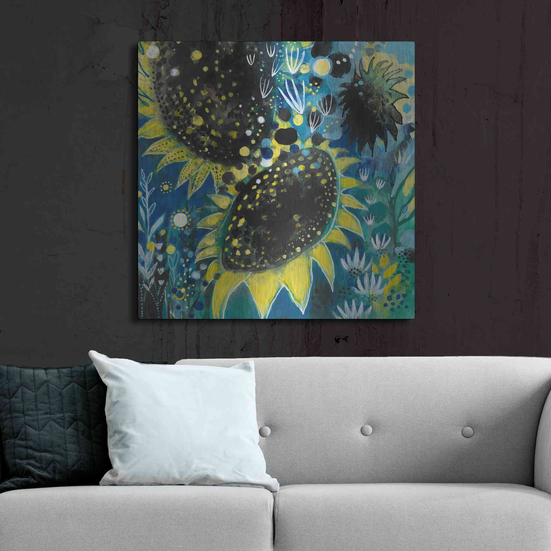 Luxe Metal Art 'Sunflower Kisses by Corina Capri Metal Wall Art,36x36