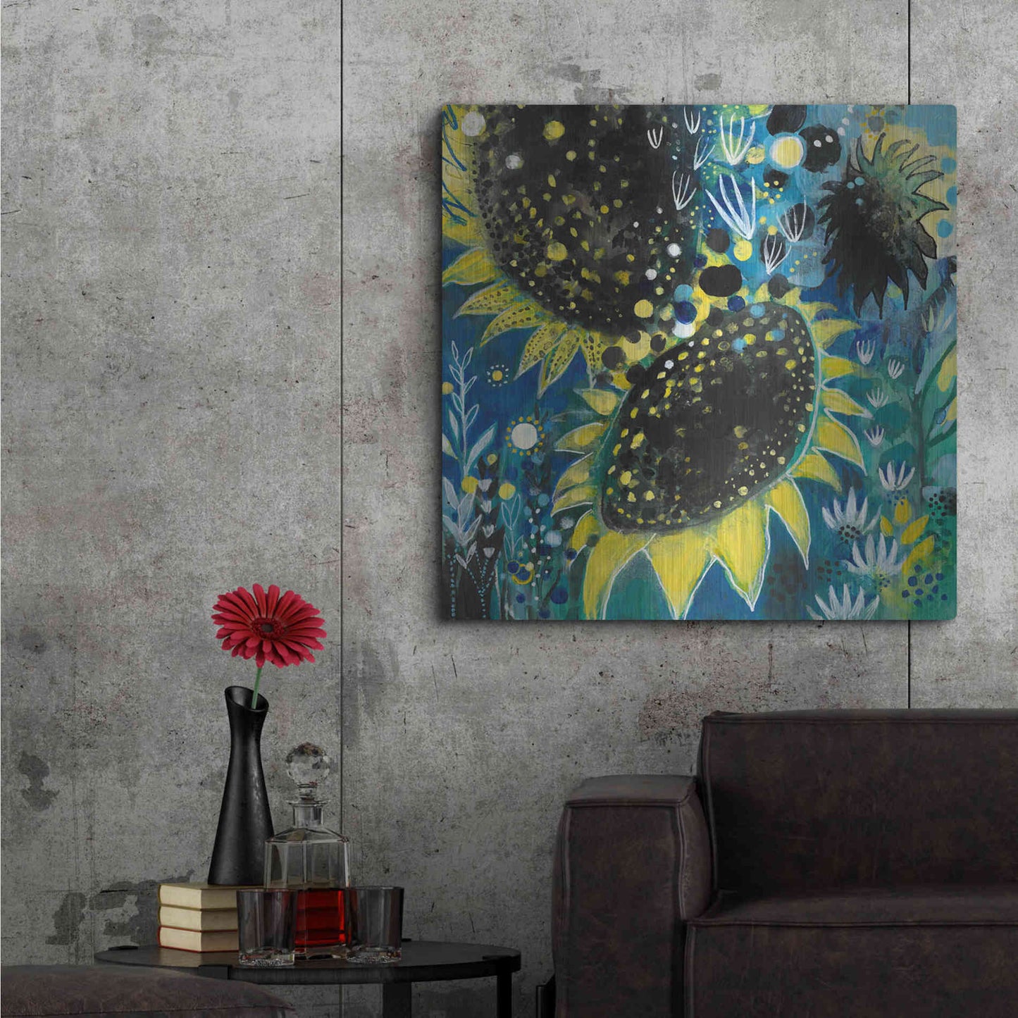 Luxe Metal Art 'Sunflower Kisses by Corina Capri Metal Wall Art,36x36