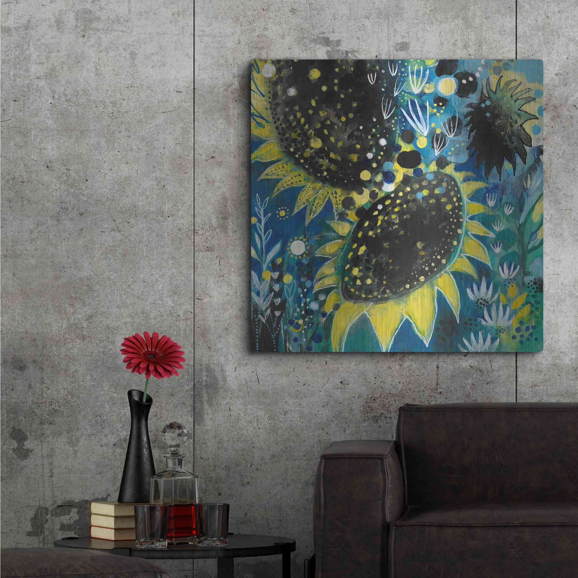 Luxe Metal Art 'Sunflower Kisses by Corina Capri Metal Wall Art,36x36