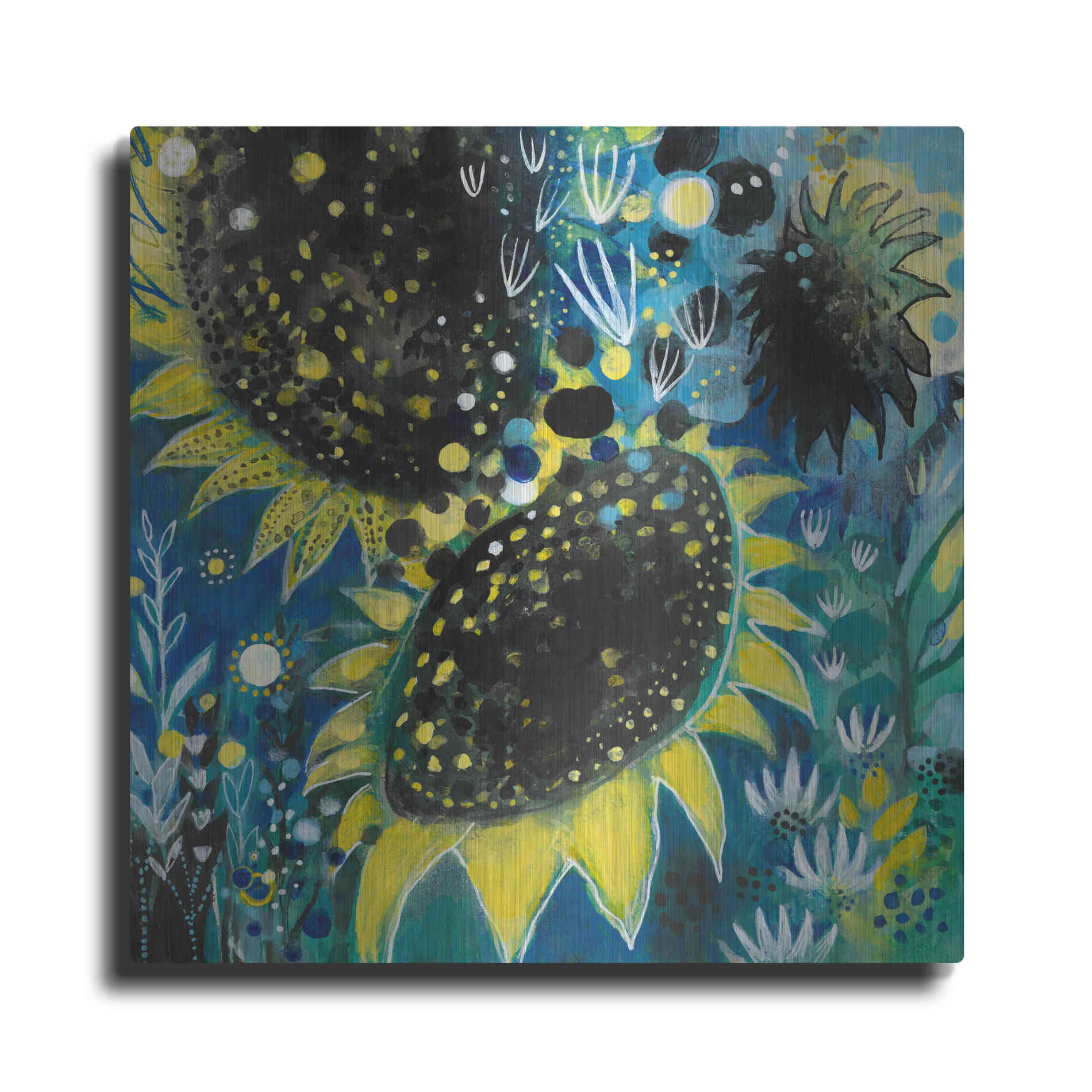 Luxe Metal Art 'Sunflower Kisses by Corina Capri Metal Wall Art