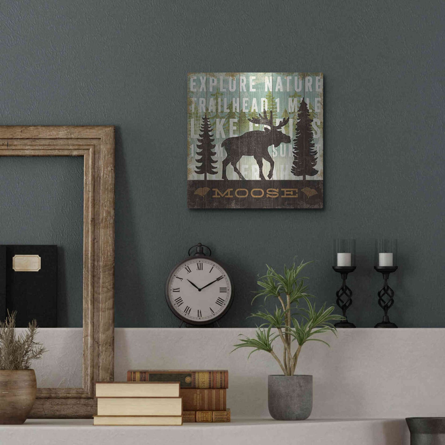 Luxe Metal Art 'Simple Living Moose' by Michael Mullan, Metal Wall Art,12x12