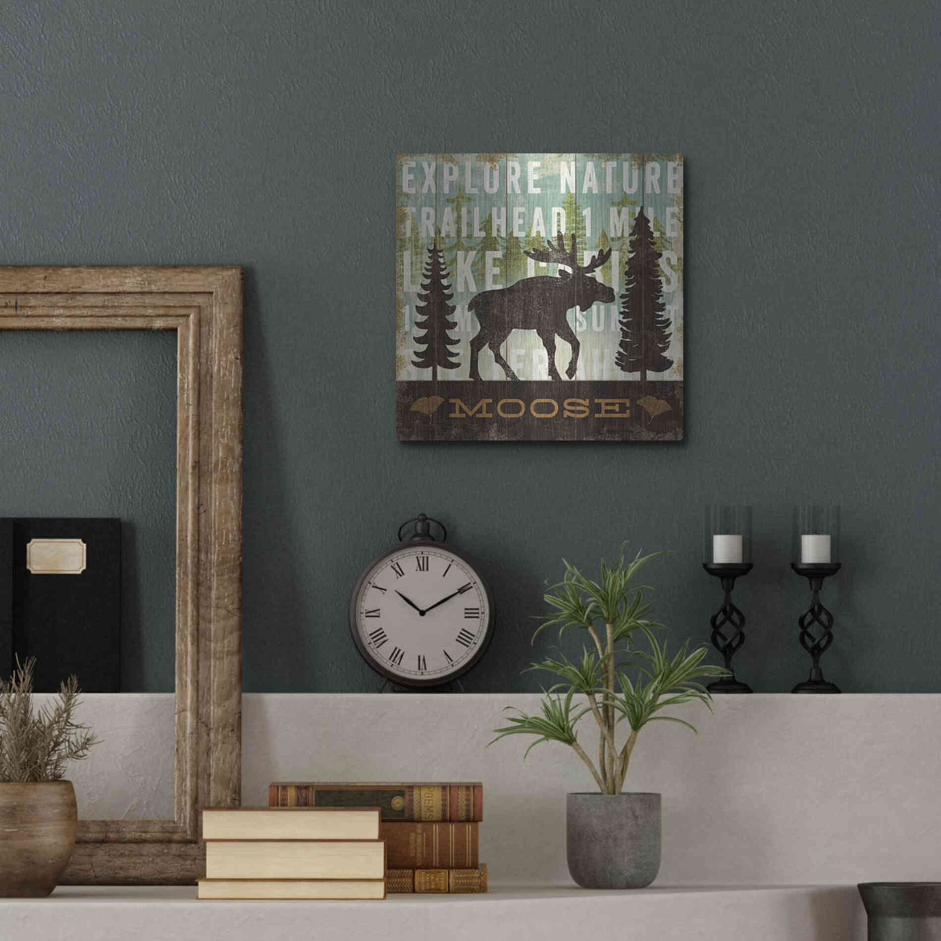 Luxe Metal Art 'Simple Living Moose' by Michael Mullan, Metal Wall Art,12x12