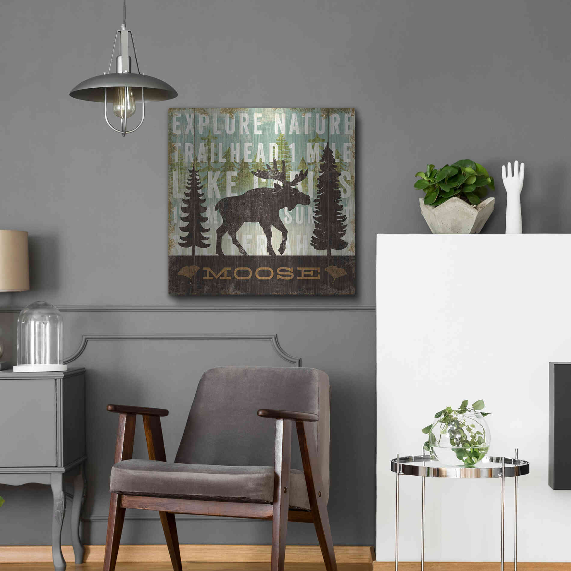 Luxe Metal Art 'Simple Living Moose' by Michael Mullan, Metal Wall Art,24x24