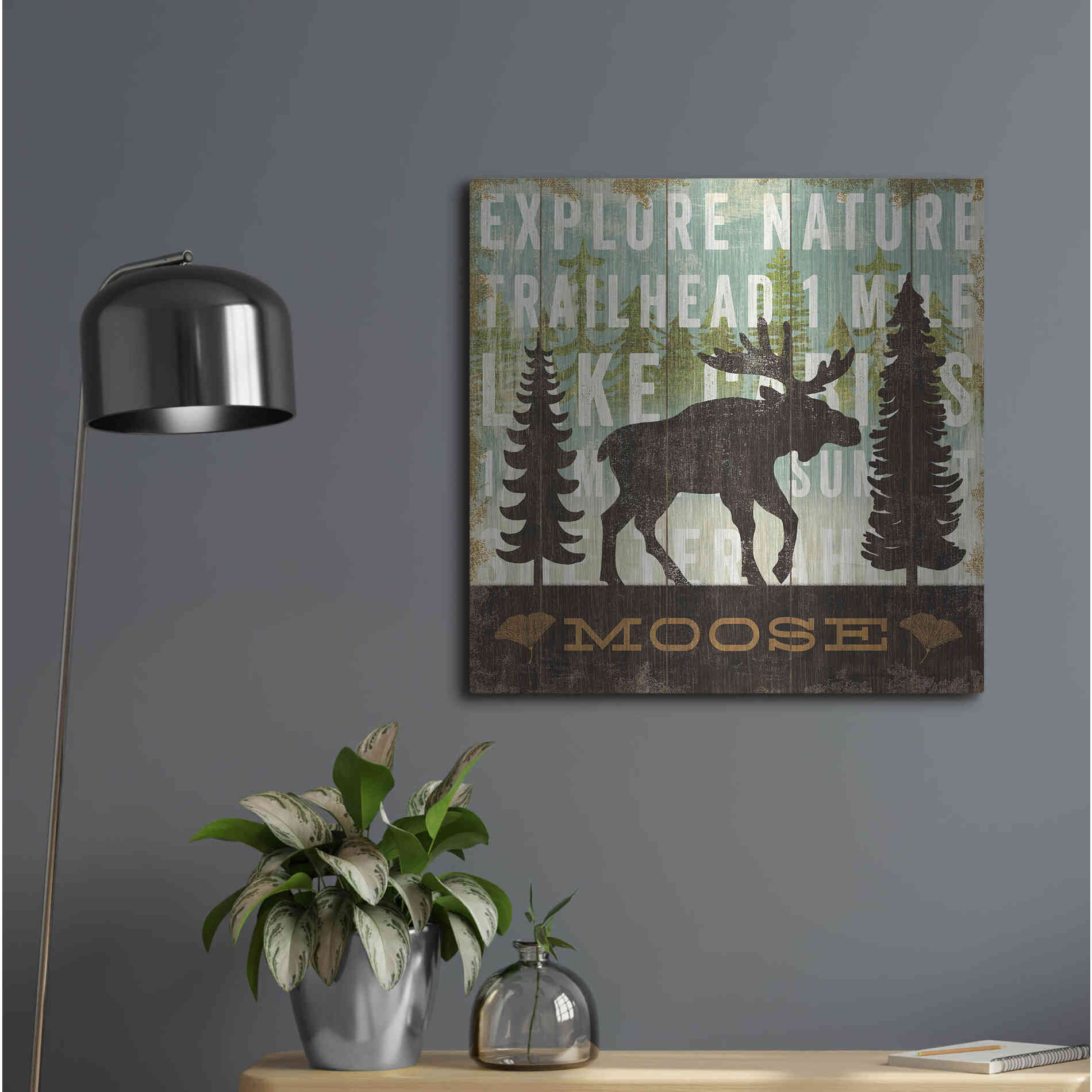 Luxe Metal Art 'Simple Living Moose' by Michael Mullan, Metal Wall Art,24x24