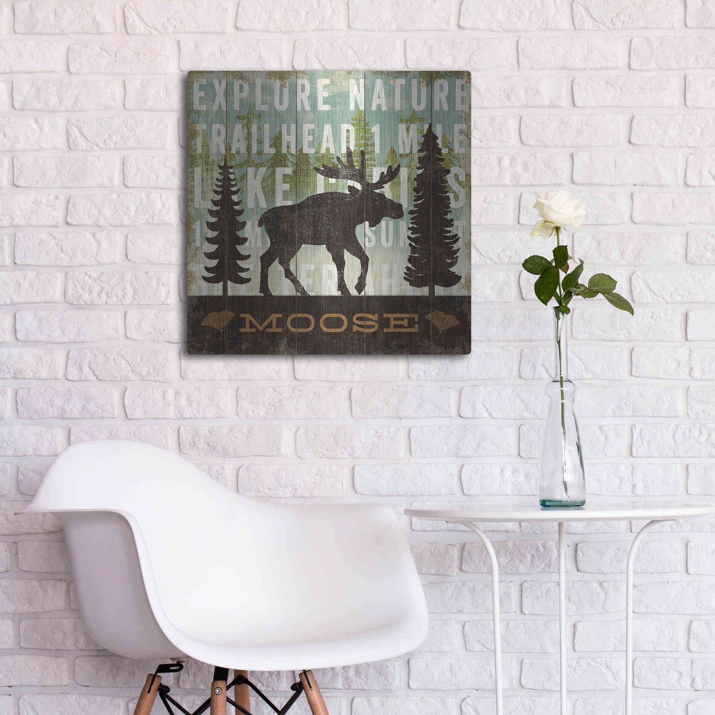 Luxe Metal Art 'Simple Living Moose' by Michael Mullan, Metal Wall Art,24x24