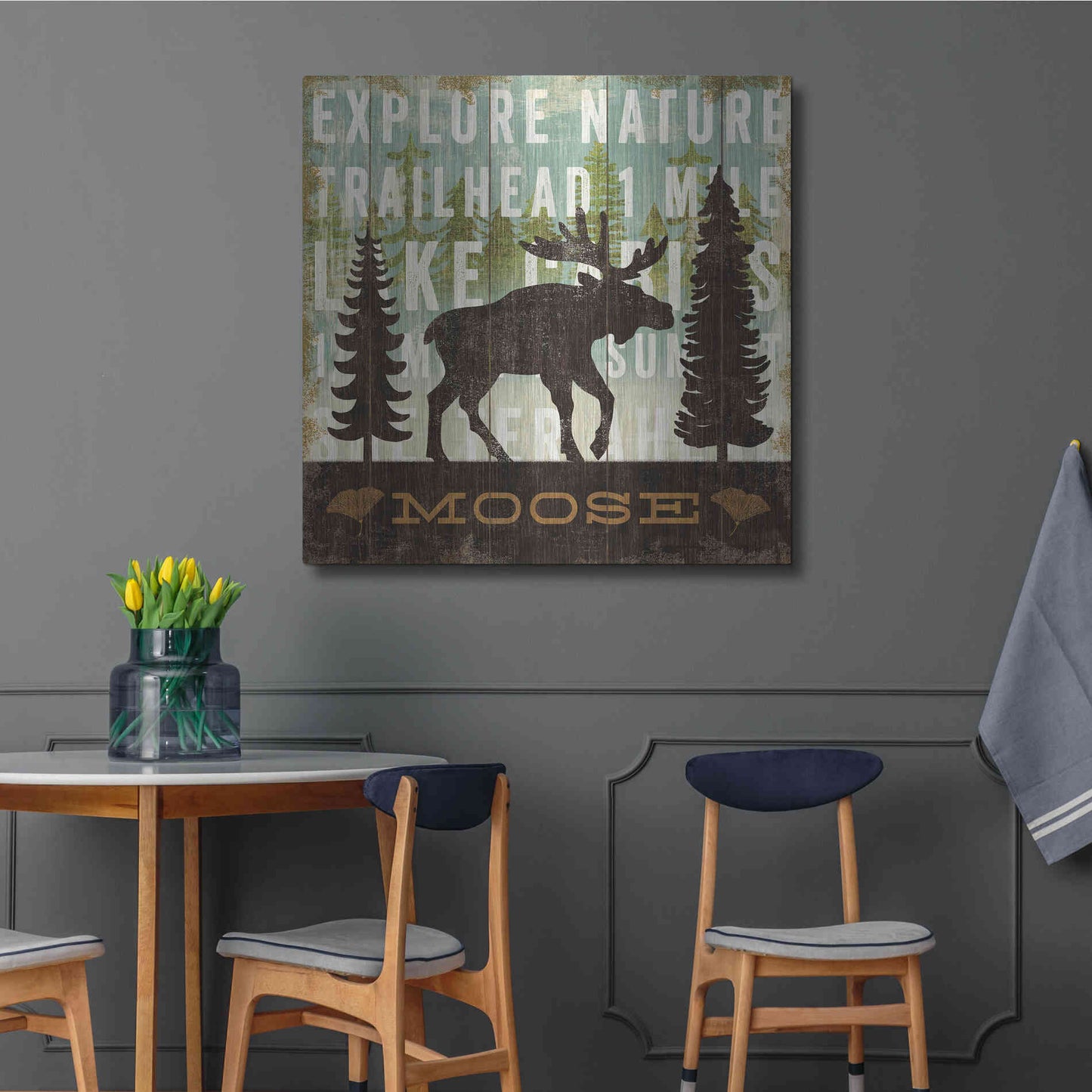 Luxe Metal Art 'Simple Living Moose' by Michael Mullan, Metal Wall Art,36x36
