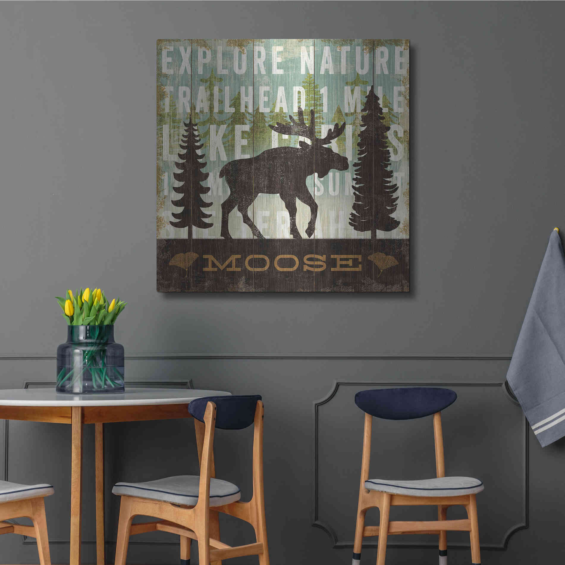 Luxe Metal Art 'Simple Living Moose' by Michael Mullan, Metal Wall Art,36x36