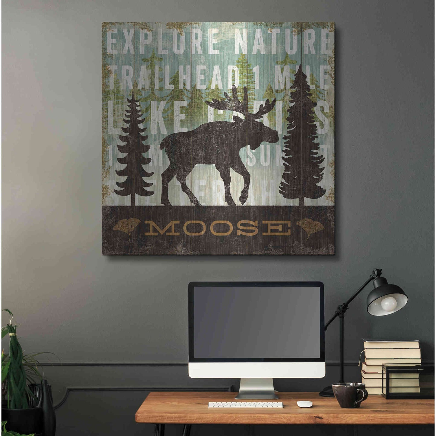 Luxe Metal Art 'Simple Living Moose' by Michael Mullan, Metal Wall Art,36x36