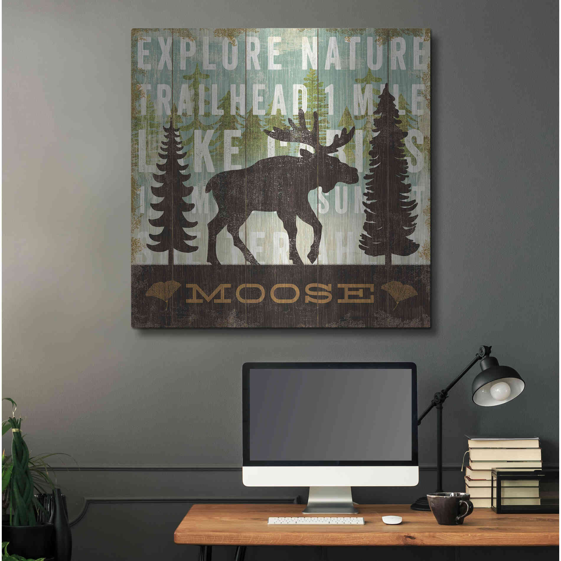 Luxe Metal Art 'Simple Living Moose' by Michael Mullan, Metal Wall Art,36x36