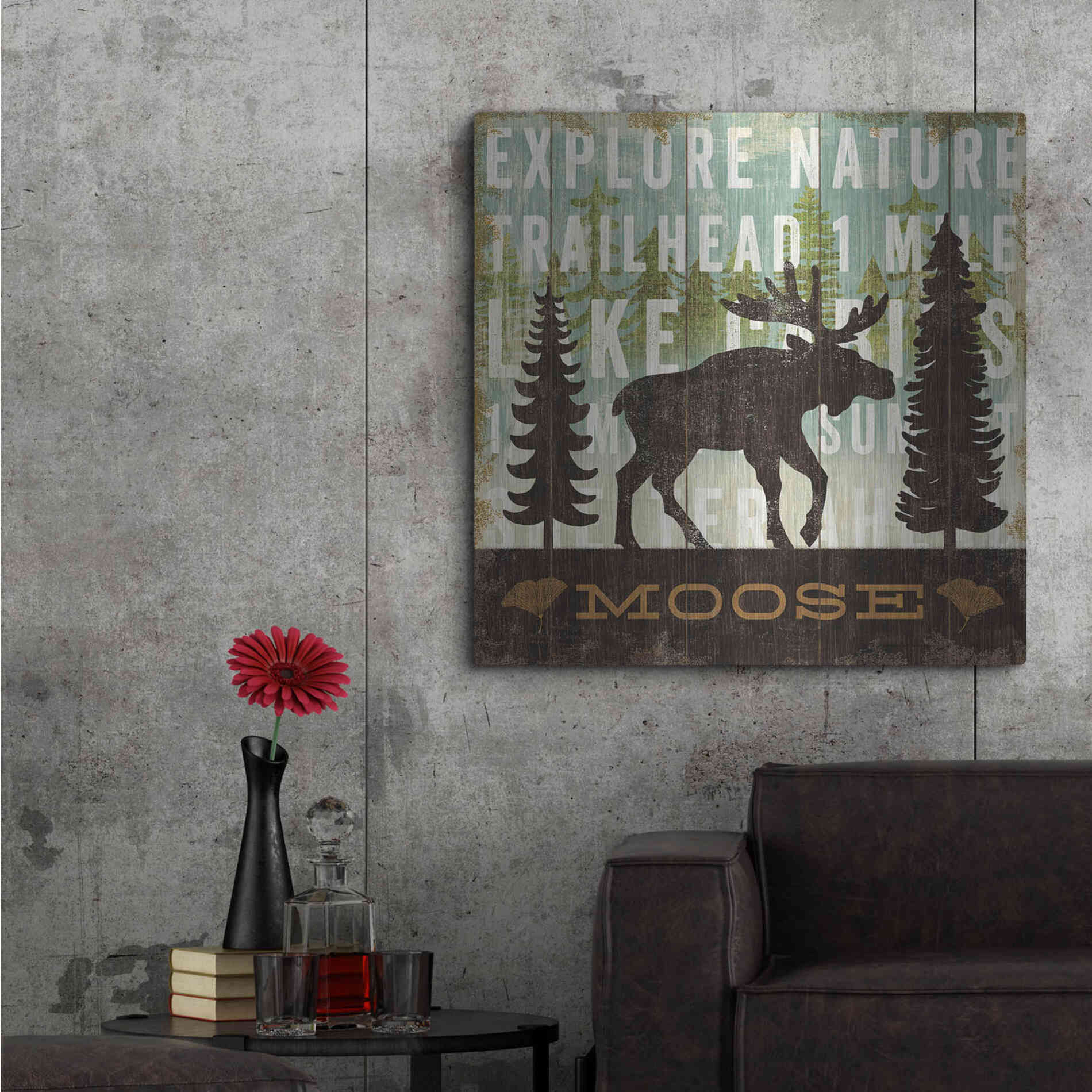 Luxe Metal Art 'Simple Living Moose' by Michael Mullan, Metal Wall Art,36x36