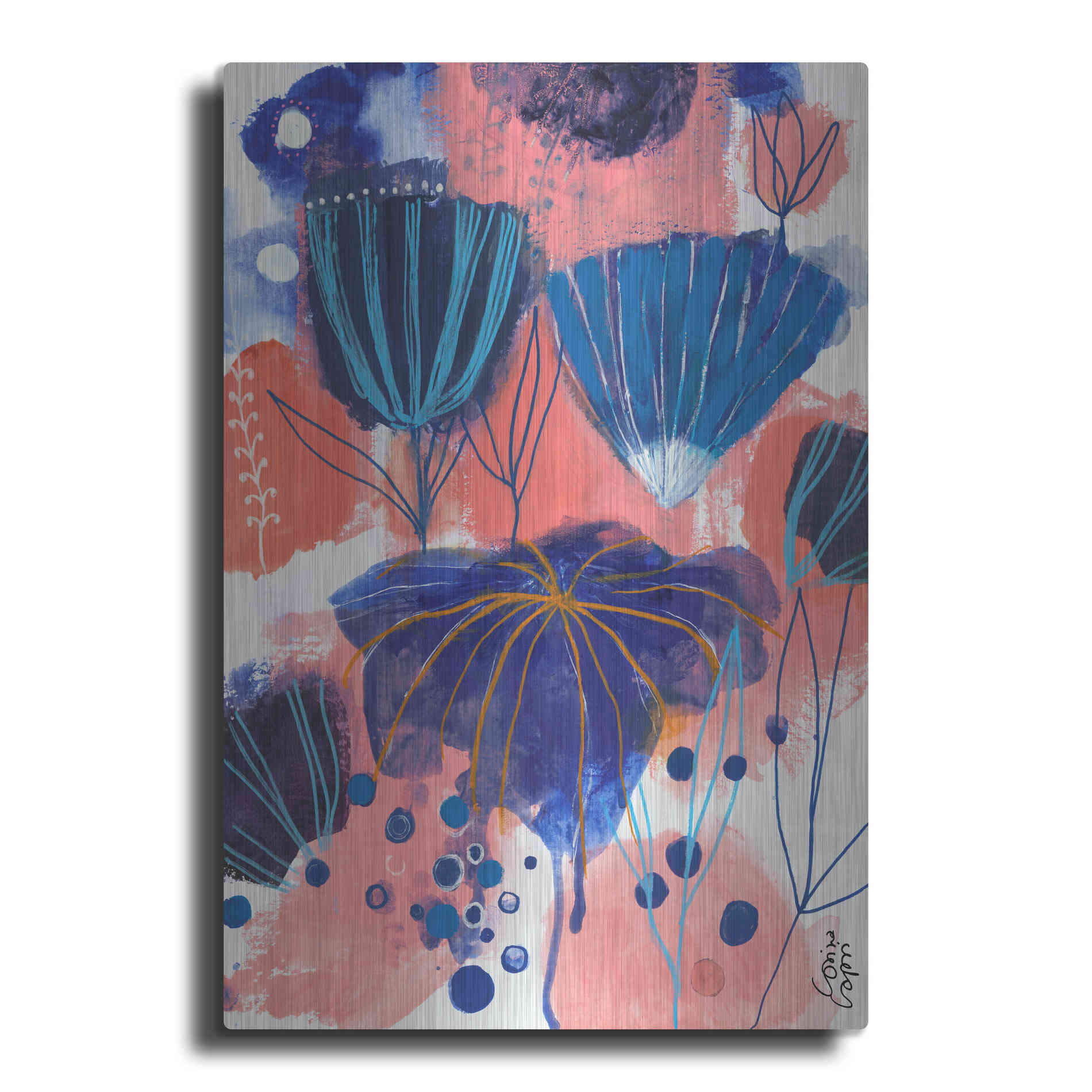 Luxe Metal Art 'Blumen Blues by Corina Capri Metal Wall Art