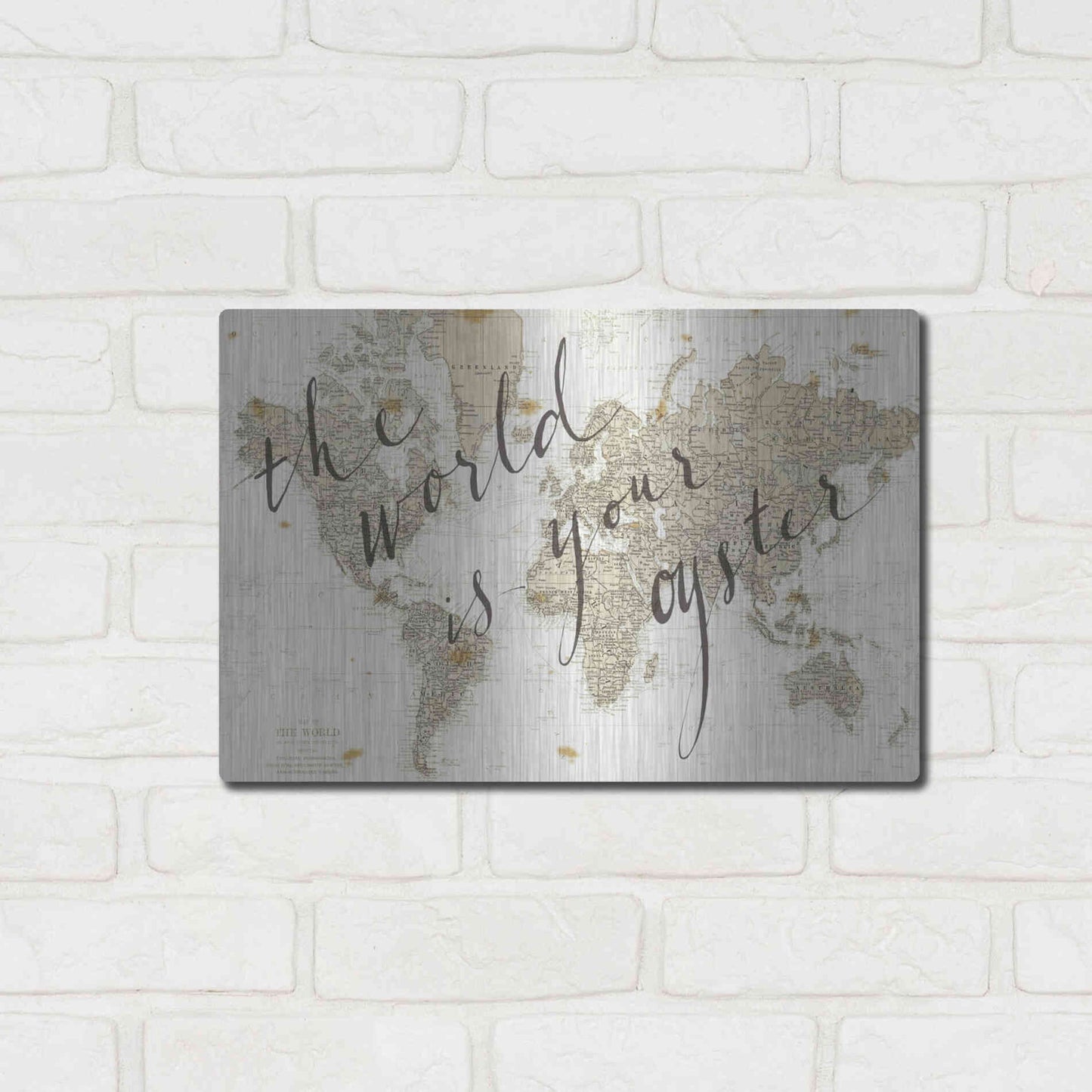 Luxe Metal Art 'The World is Your Oyster' by Sara Zieve Miller, Metal Wall Art,16x12