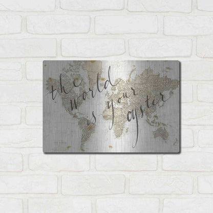 Luxe Metal Art 'The World is Your Oyster' by Sara Zieve Miller, Metal Wall Art,16x12