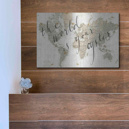 Luxe Metal Art 'The World is Your Oyster' by Sara Zieve Miller, Metal Wall Art,16x12