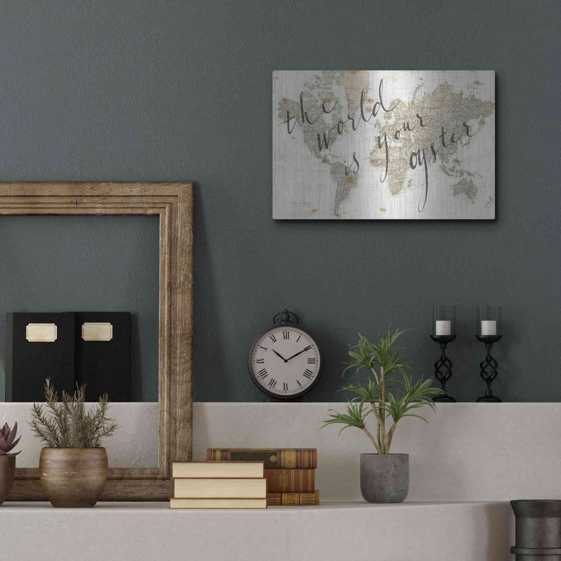 Luxe Metal Art 'The World is Your Oyster' by Sara Zieve Miller, Metal Wall Art,16x12