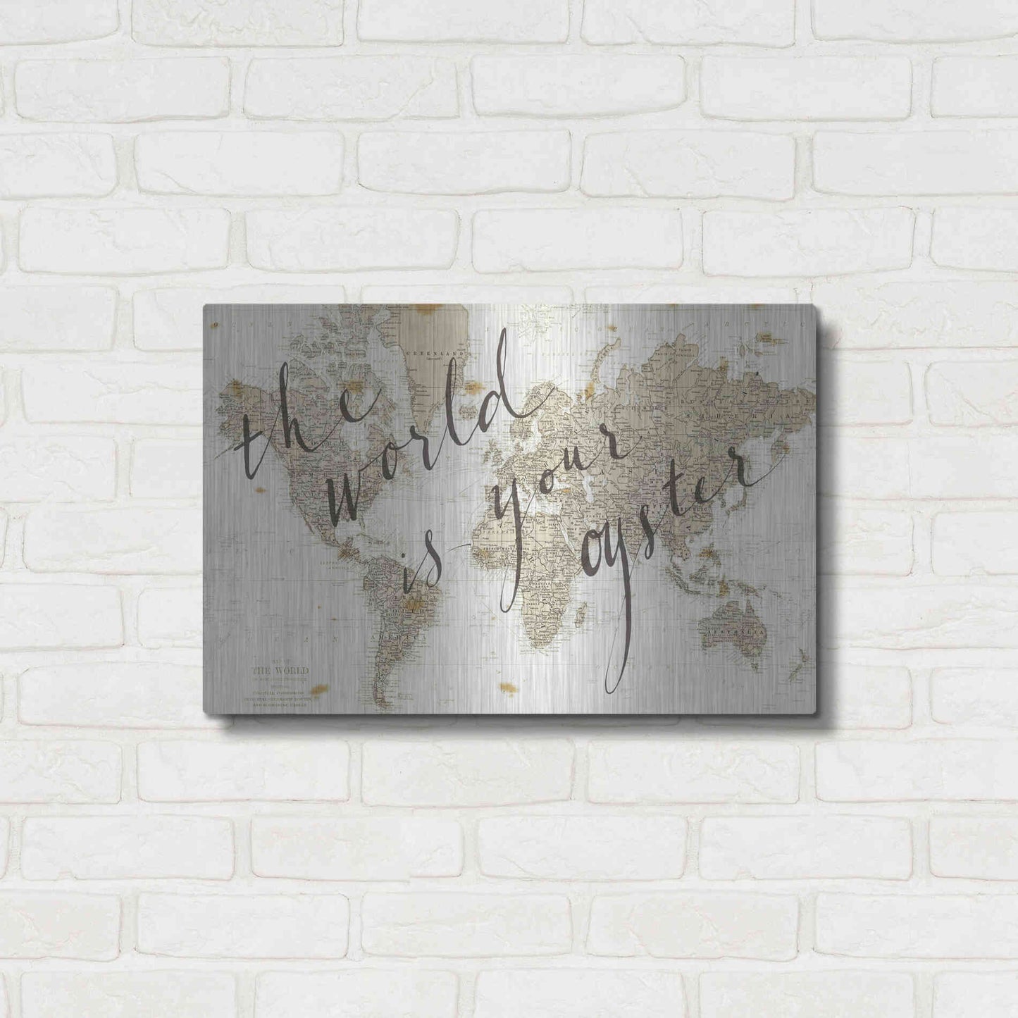 Luxe Metal Art 'The World is Your Oyster' by Sara Zieve Miller, Metal Wall Art,24x16