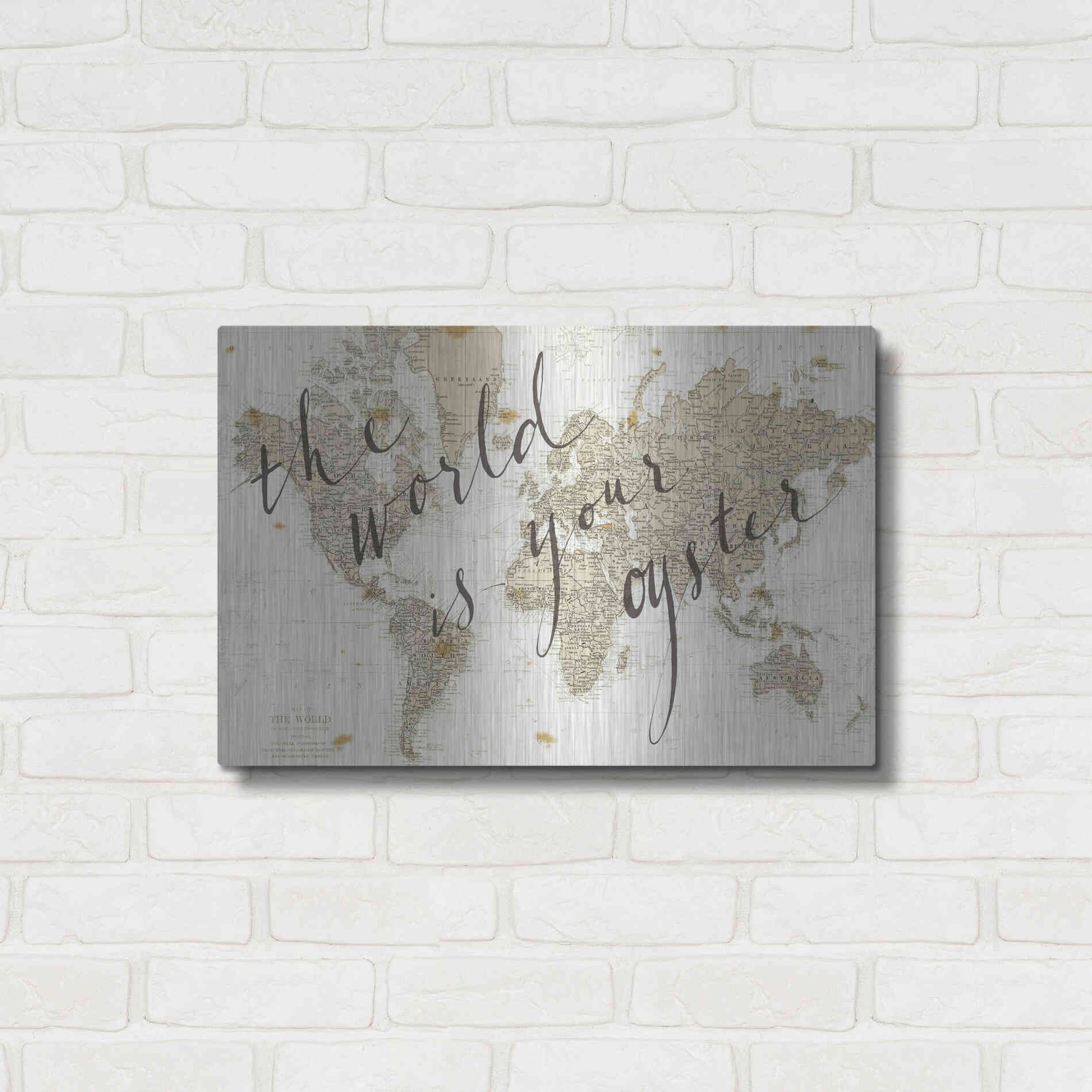 Luxe Metal Art 'The World is Your Oyster' by Sara Zieve Miller, Metal Wall Art,24x16