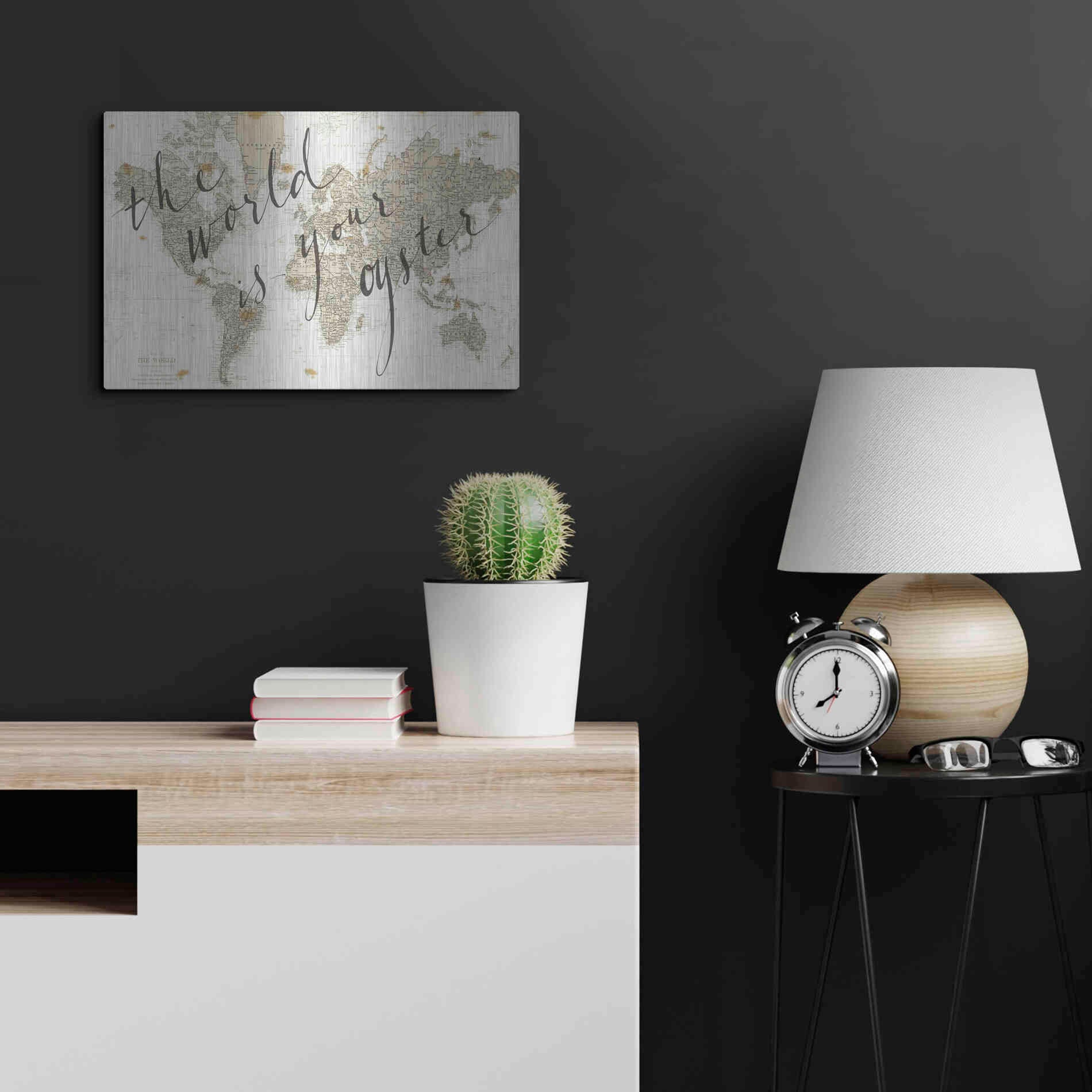 Luxe Metal Art 'The World is Your Oyster' by Sara Zieve Miller, Metal Wall Art,24x16