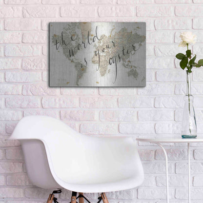Luxe Metal Art 'The World is Your Oyster' by Sara Zieve Miller, Metal Wall Art,24x16
