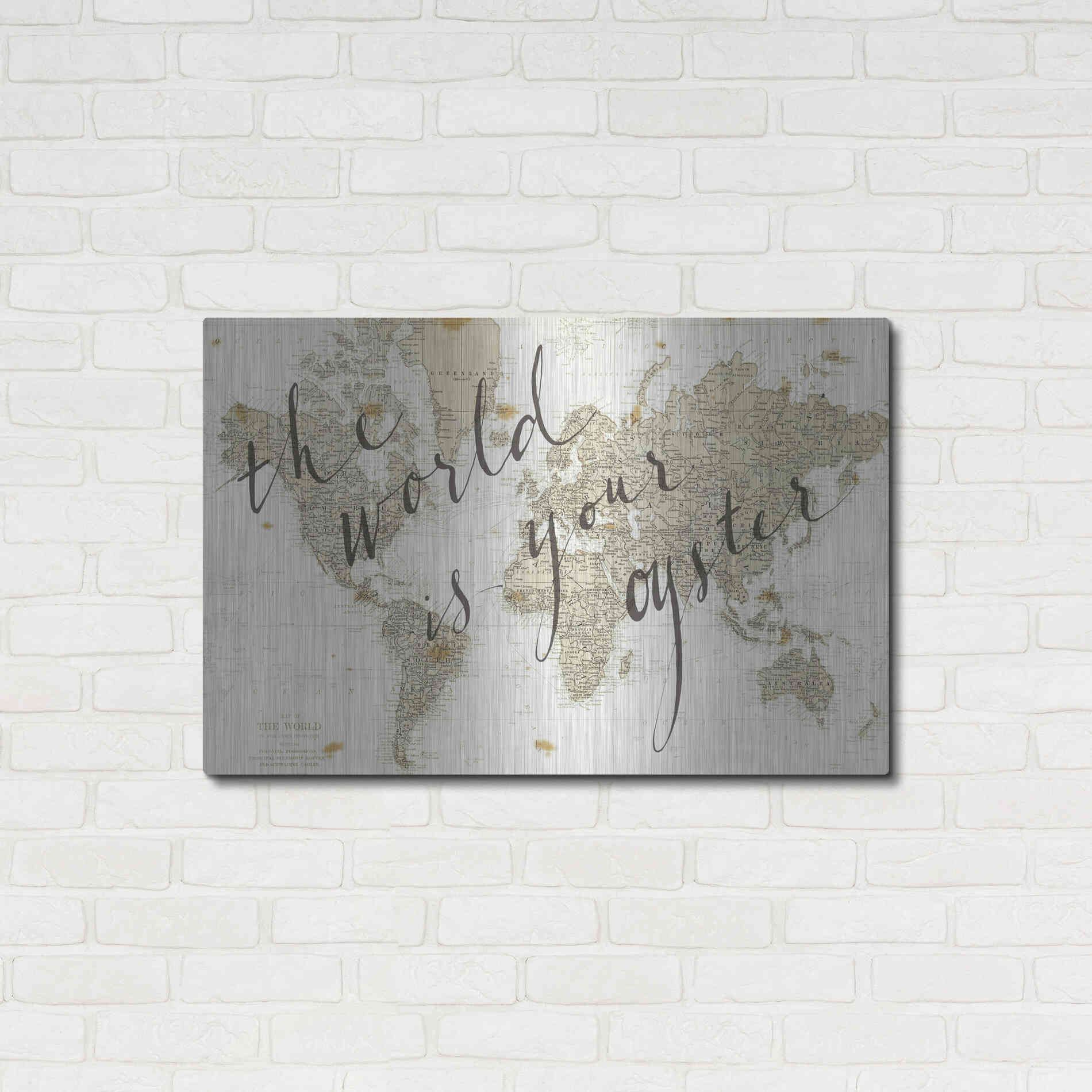 Luxe Metal Art 'The World is Your Oyster' by Sara Zieve Miller, Metal Wall Art,36x24