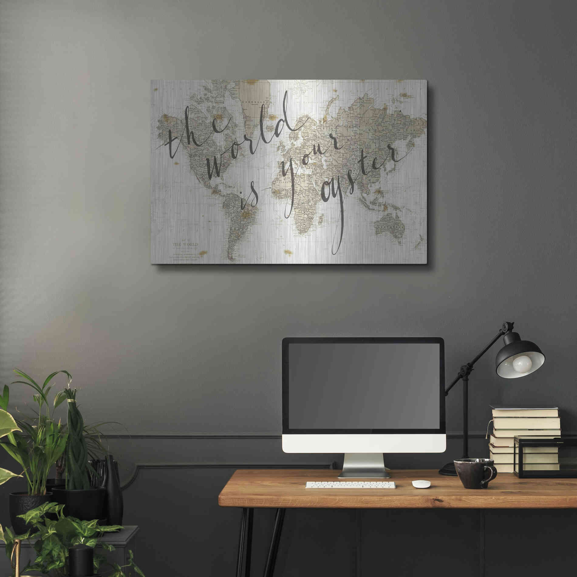 Luxe Metal Art 'The World is Your Oyster' by Sara Zieve Miller, Metal Wall Art,36x24