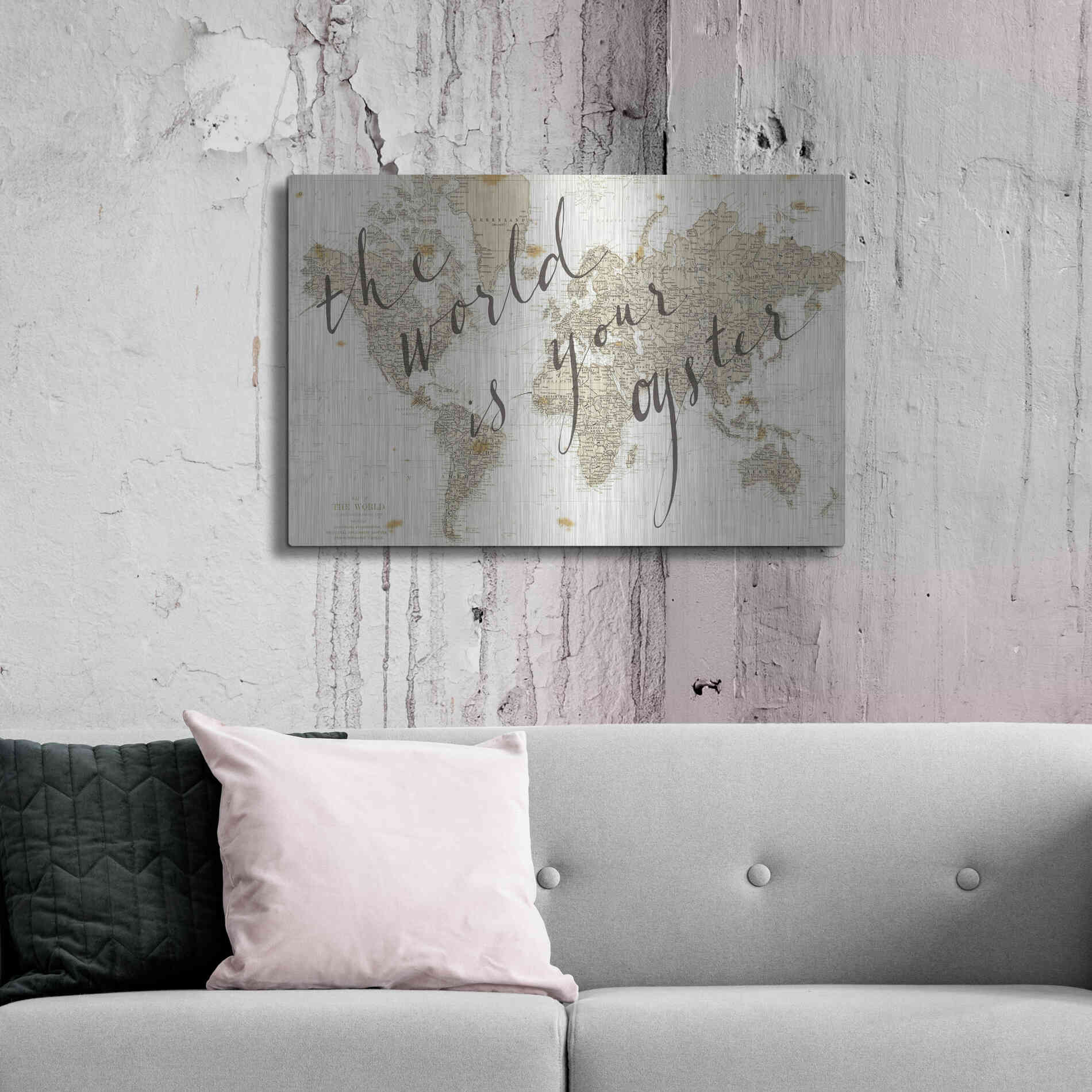 Luxe Metal Art 'The World is Your Oyster' by Sara Zieve Miller, Metal Wall Art,36x24