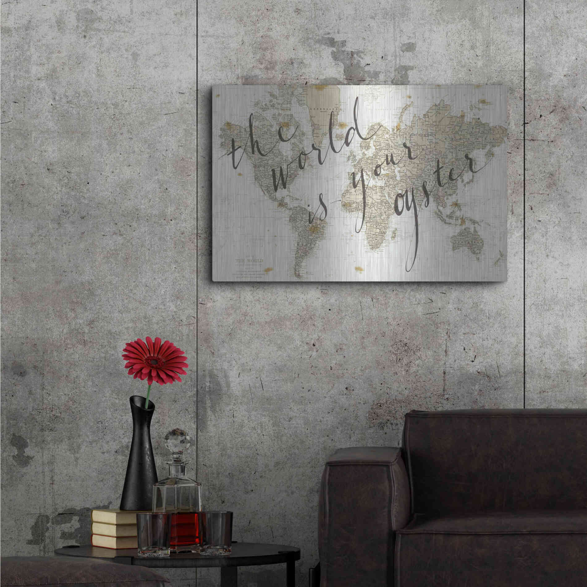 Luxe Metal Art 'The World is Your Oyster' by Sara Zieve Miller, Metal Wall Art,36x24