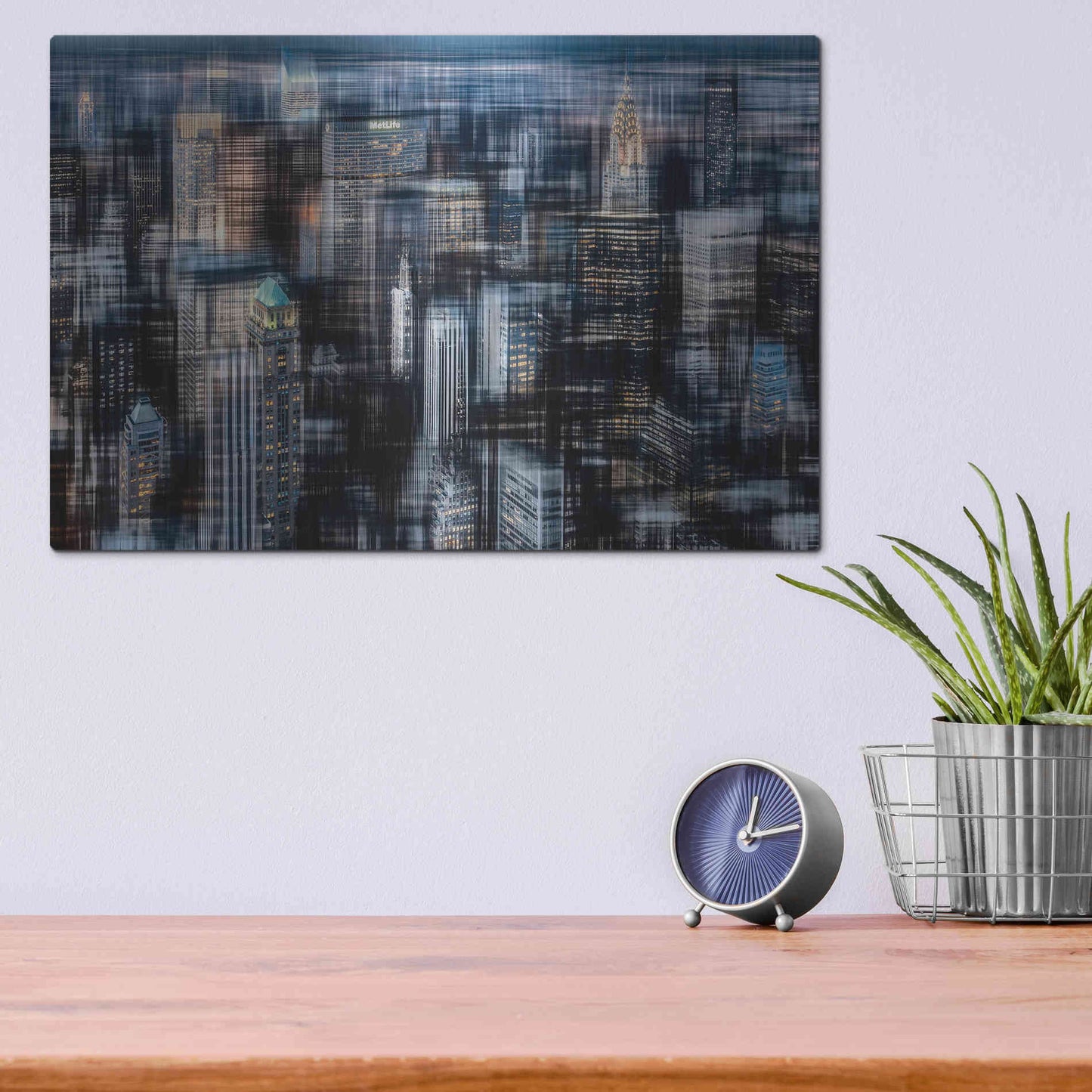 Luxe Metal Art 'Downtown at Night by Hannes Cmarits Metal Wall Art,16x12