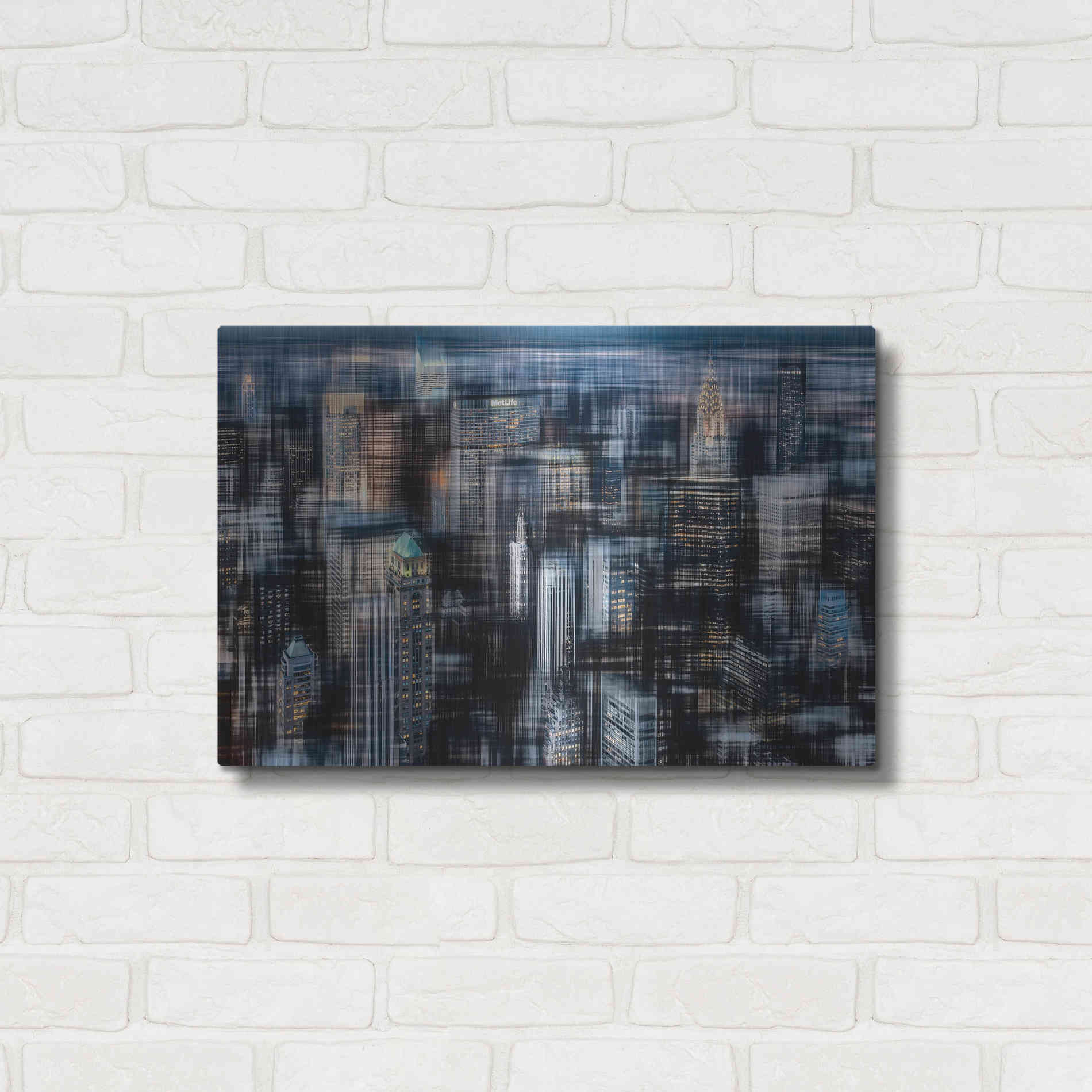 Luxe Metal Art 'Downtown at Night by Hannes Cmarits Metal Wall Art,24x16