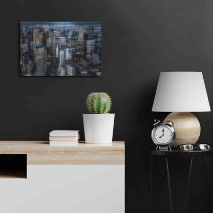 Luxe Metal Art 'Downtown at Night by Hannes Cmarits Metal Wall Art,24x16