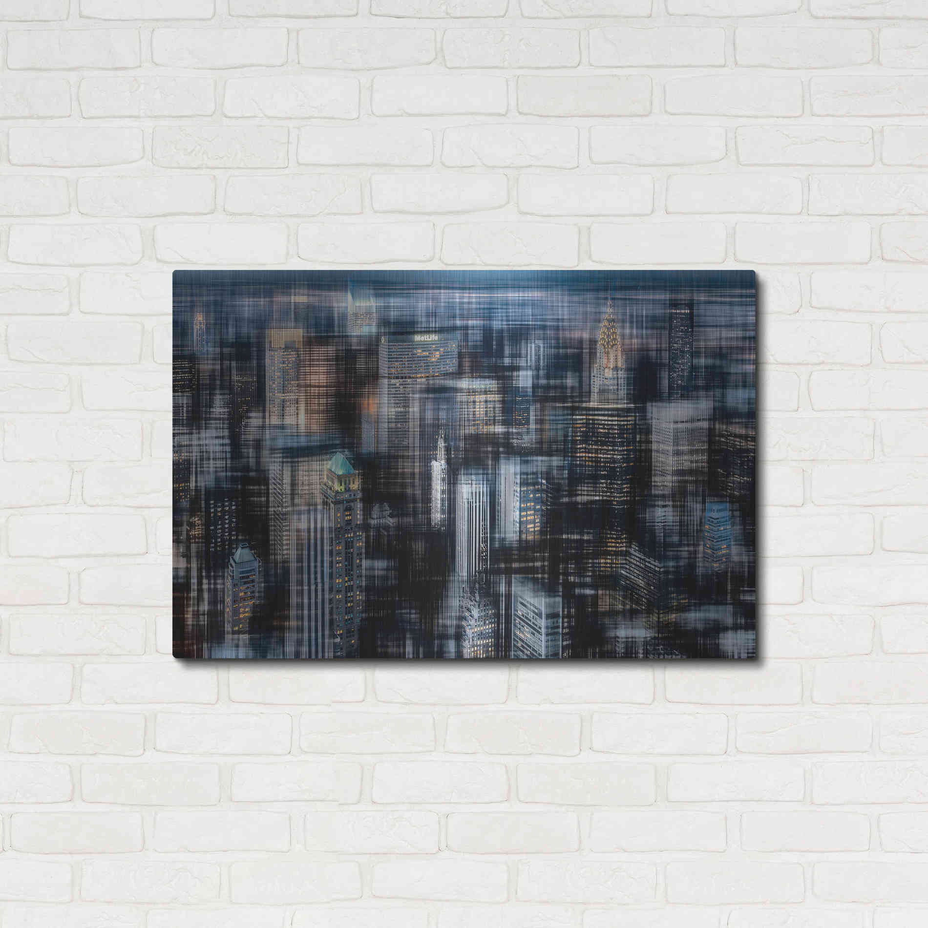 Luxe Metal Art 'Downtown at Night by Hannes Cmarits Metal Wall Art,36x24