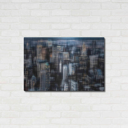 Luxe Metal Art 'Downtown at Night by Hannes Cmarits Metal Wall Art,36x24