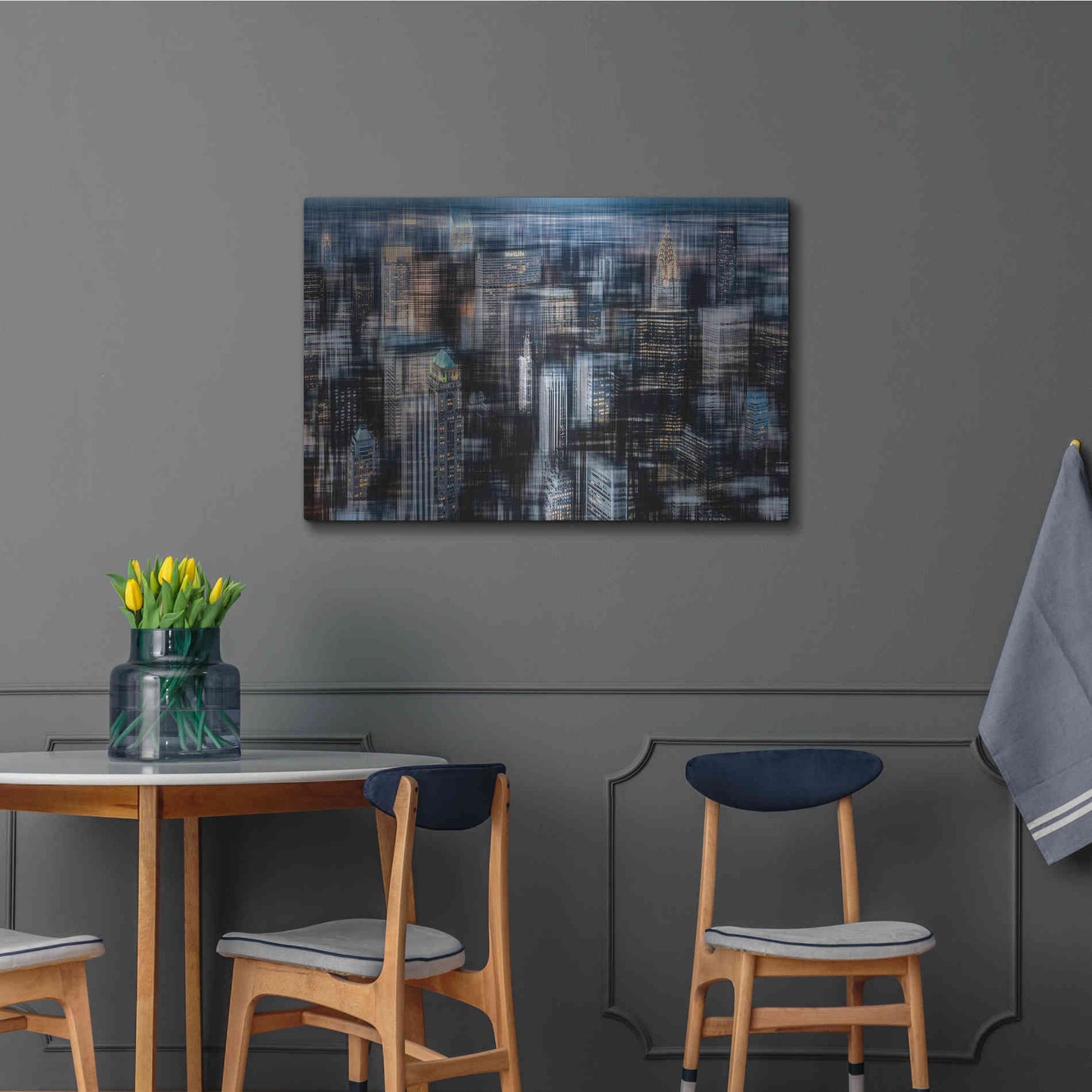 Luxe Metal Art 'Downtown at Night by Hannes Cmarits Metal Wall Art,36x24