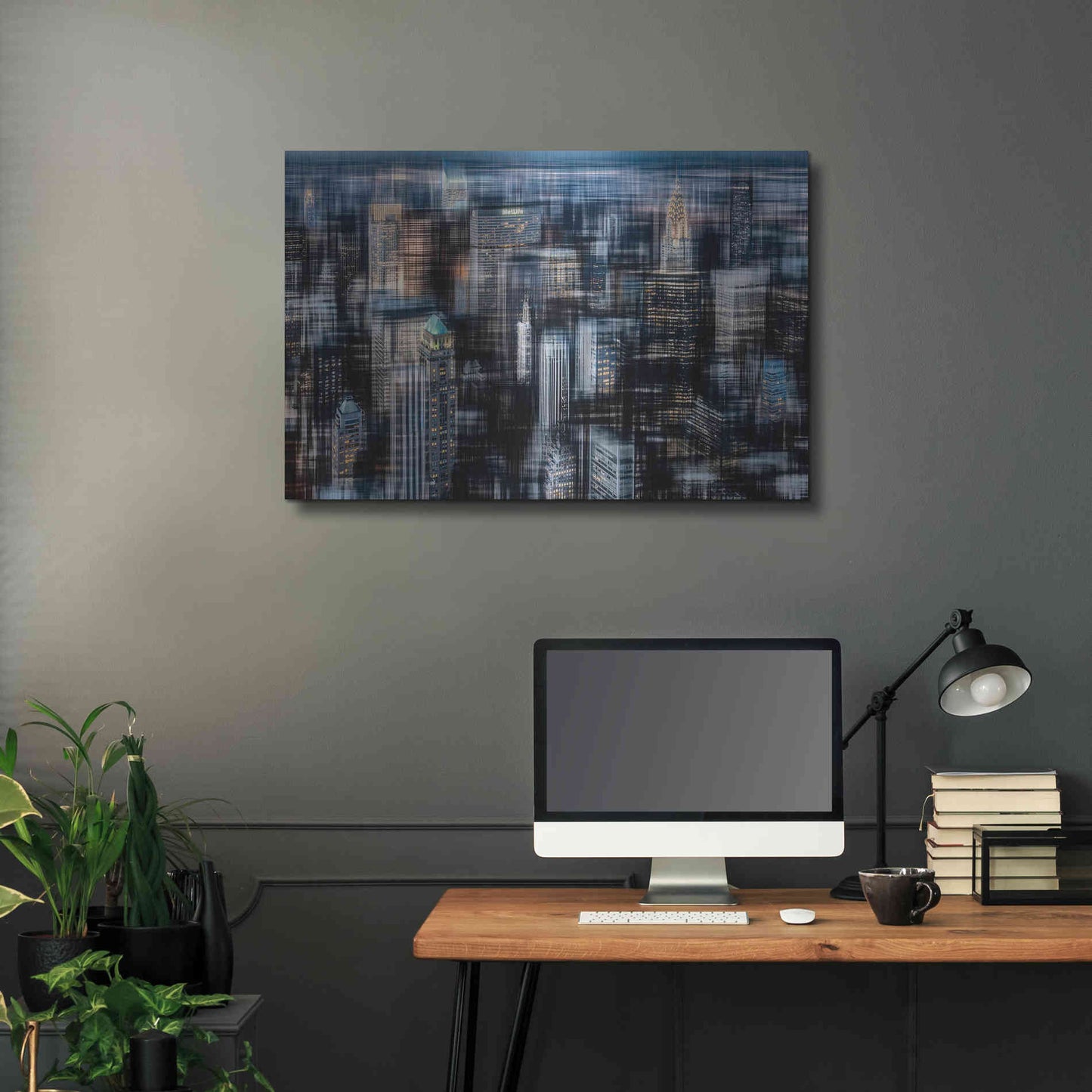 Luxe Metal Art 'Downtown at Night by Hannes Cmarits Metal Wall Art,36x24