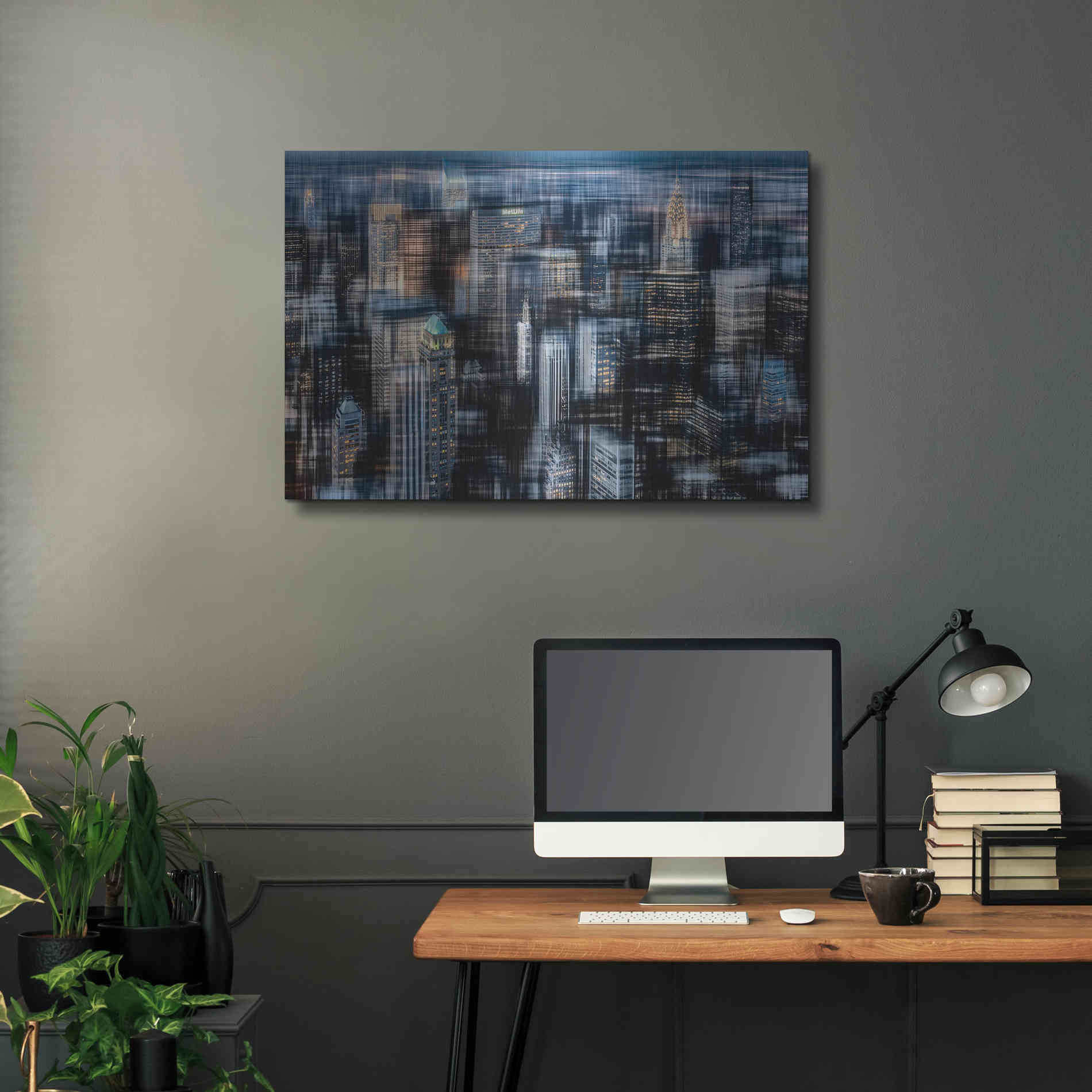 Luxe Metal Art 'Downtown at Night by Hannes Cmarits Metal Wall Art,36x24