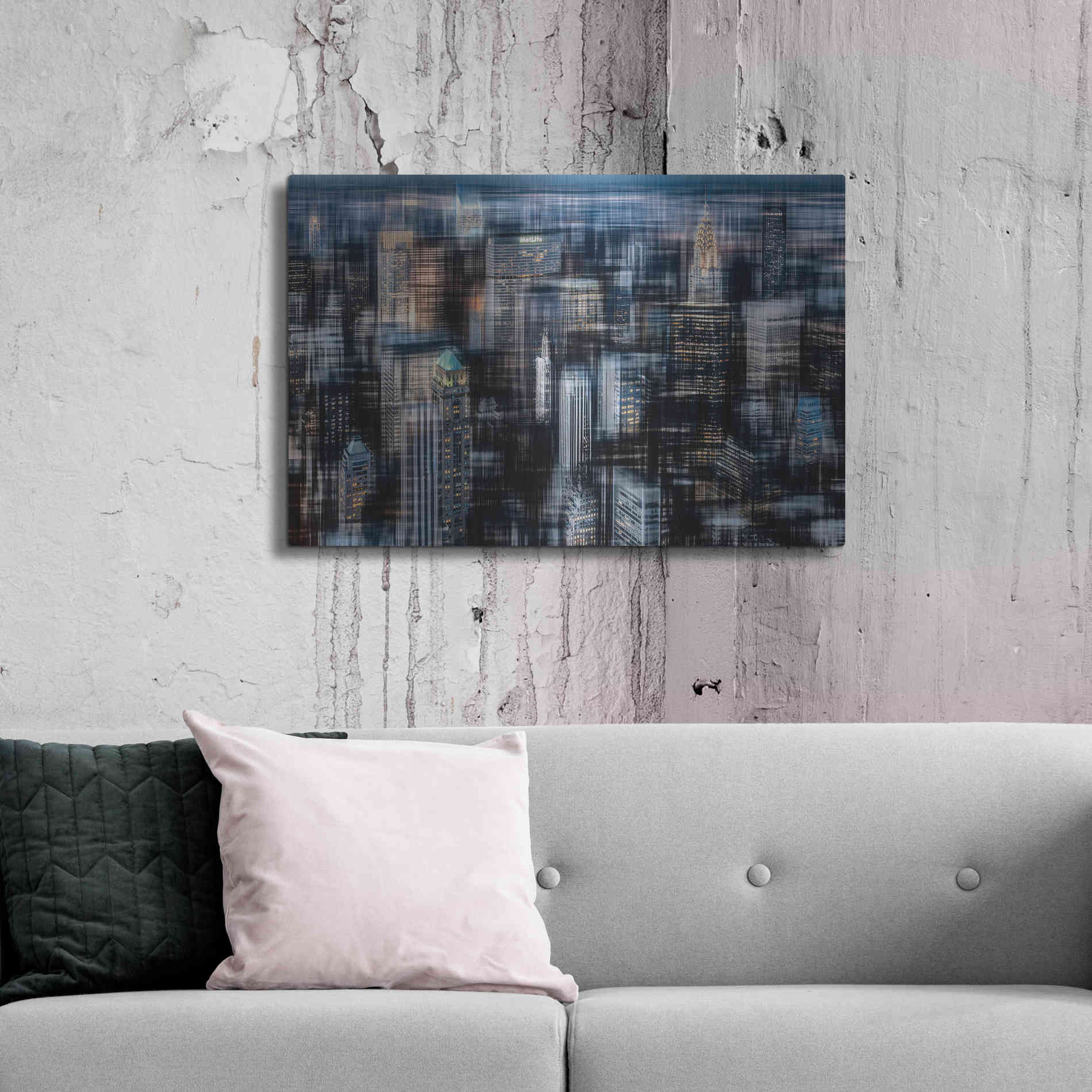 Luxe Metal Art 'Downtown at Night by Hannes Cmarits Metal Wall Art,36x24