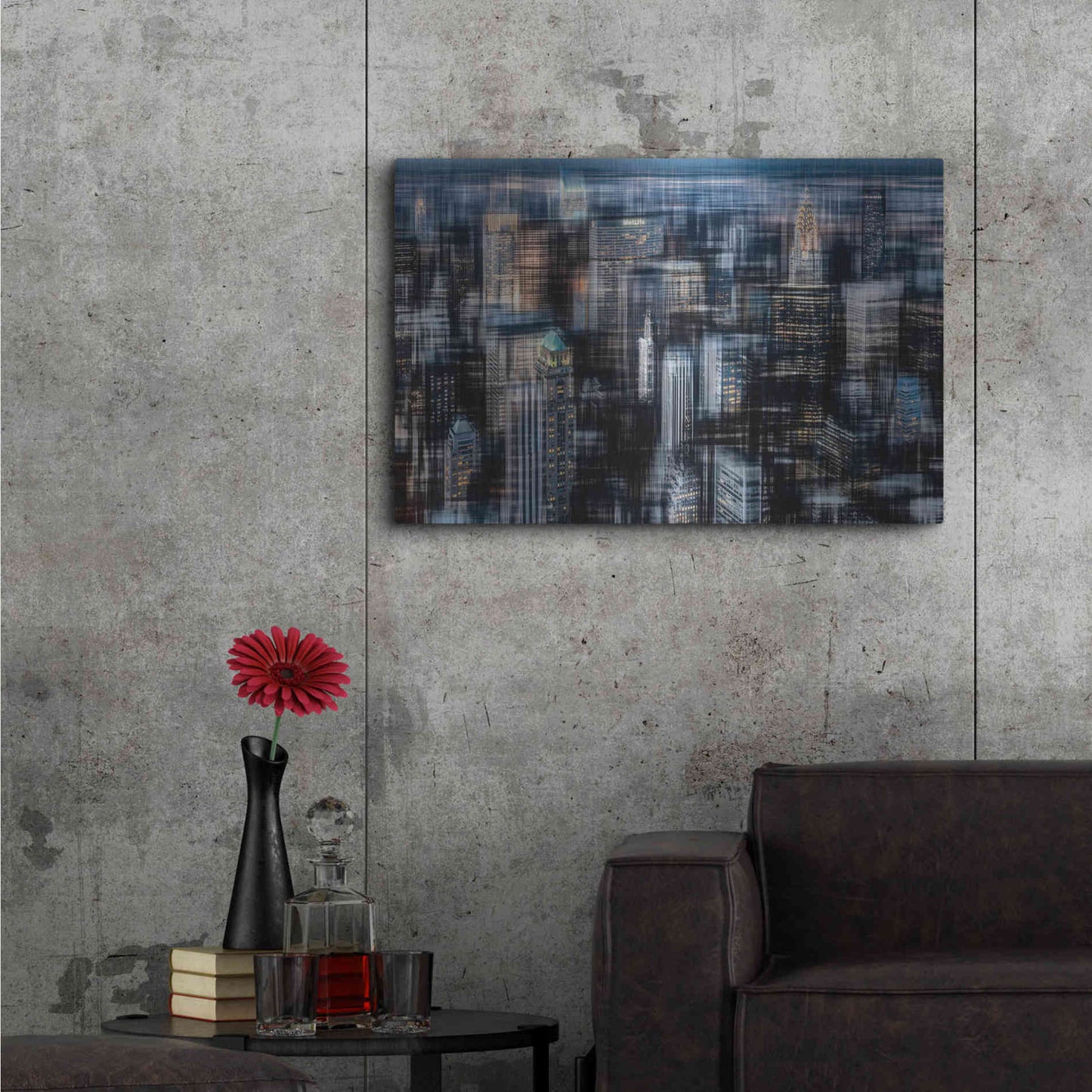 Luxe Metal Art 'Downtown at Night by Hannes Cmarits Metal Wall Art,36x24