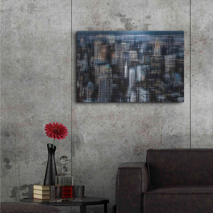 Luxe Metal Art 'Downtown at Night by Hannes Cmarits Metal Wall Art,36x24