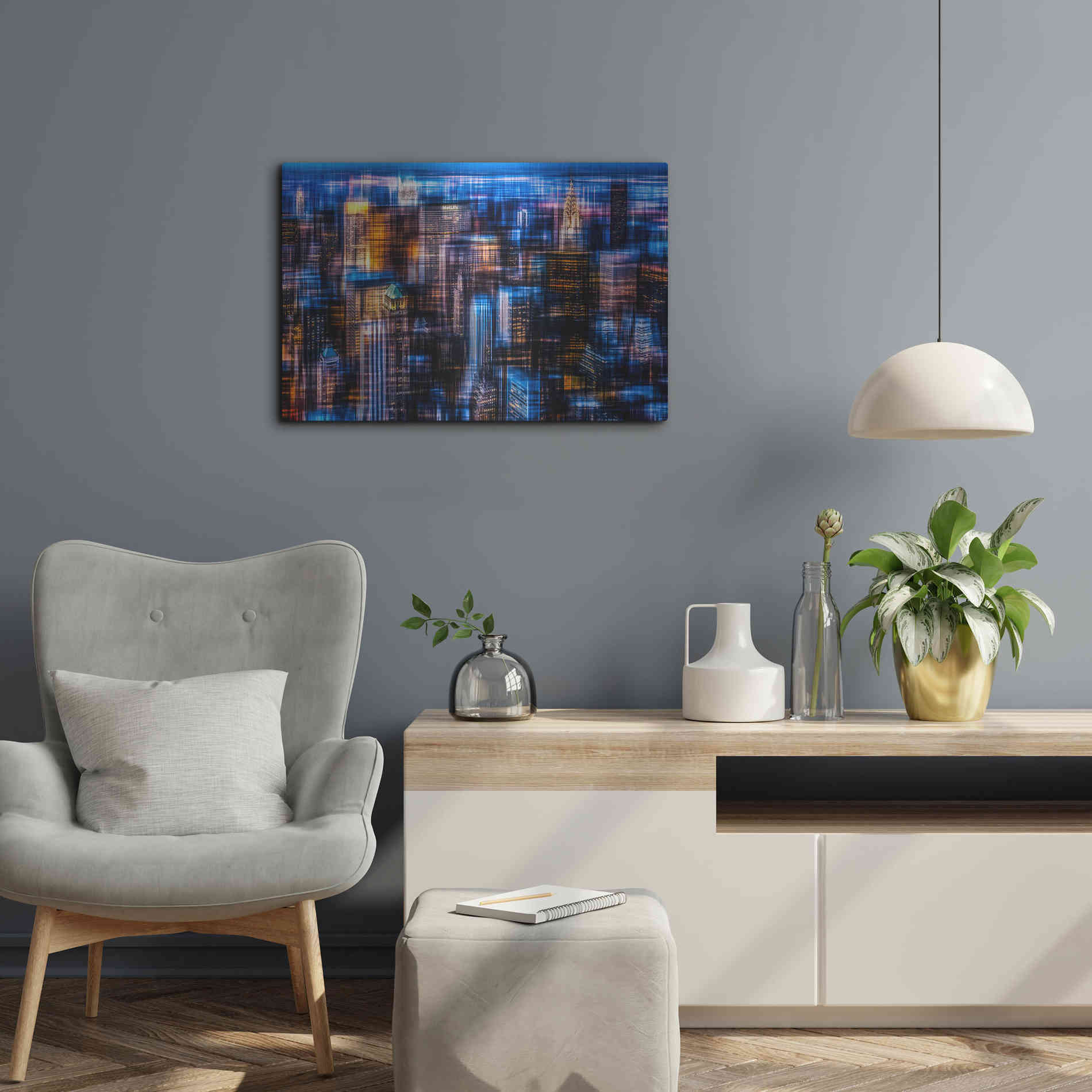Luxe Metal Art 'Downtown II by Hannes Cmarits Metal Wall Art,24x16