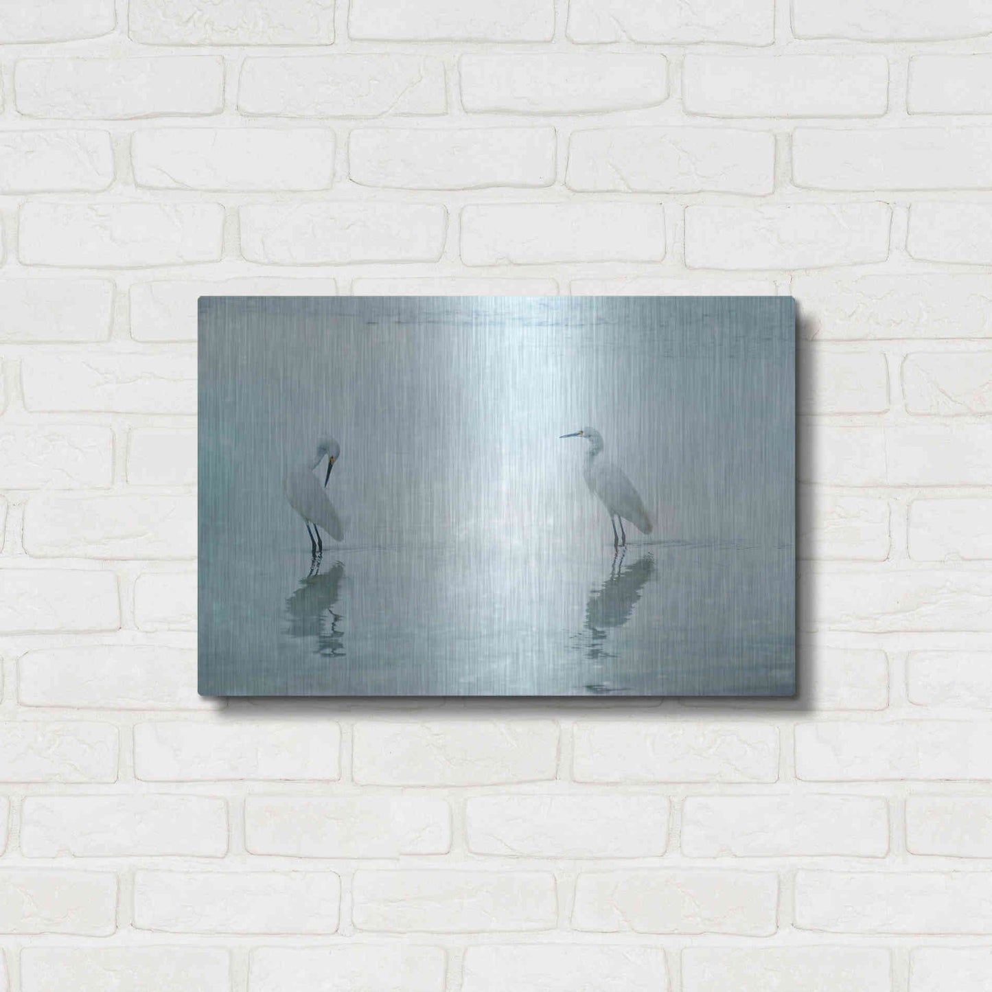 Luxe Metal Art 'White Cranes by Hannes Cmarits Metal Wall Art,24x16