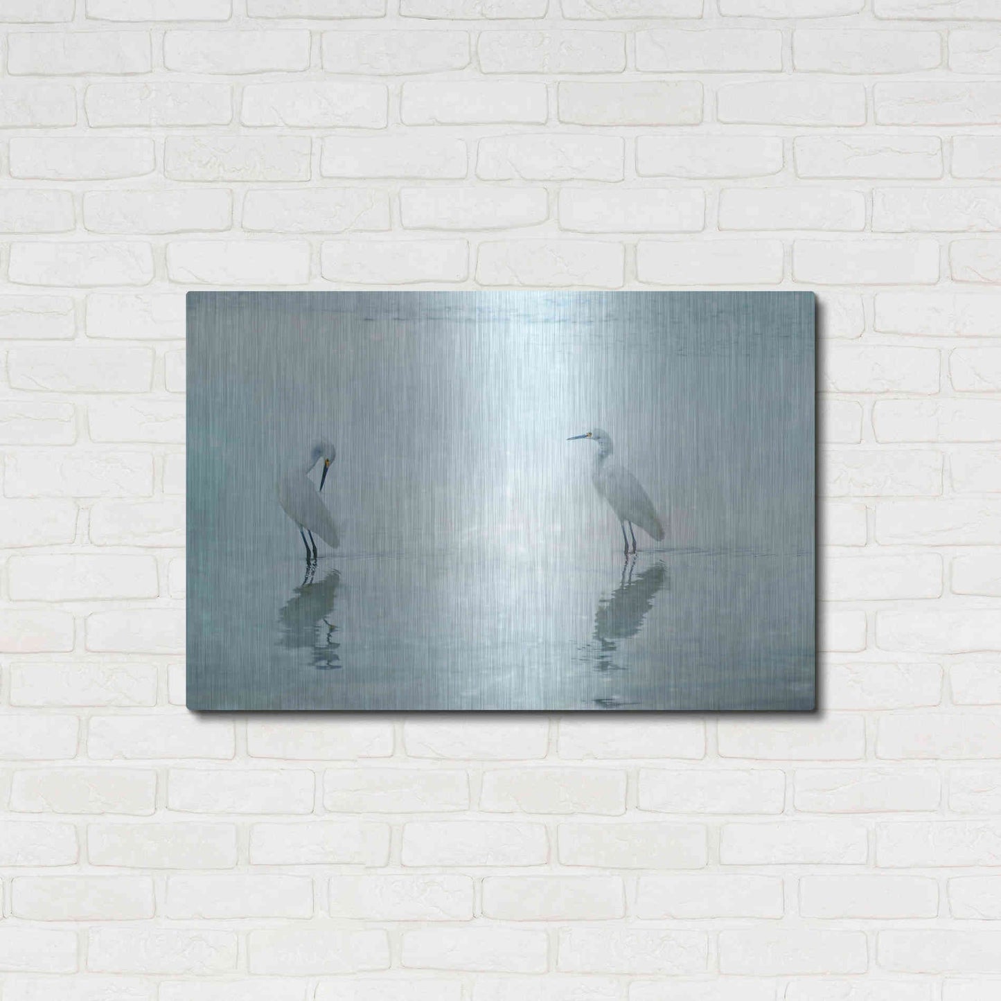 Luxe Metal Art 'White Cranes by Hannes Cmarits Metal Wall Art,36x24